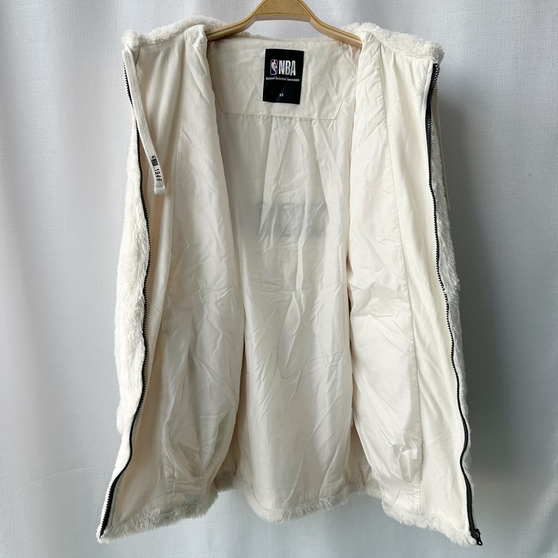NBA LA레이커스 보아 플리스 롱 후드 집업 아이보리 XS 상품이미지8