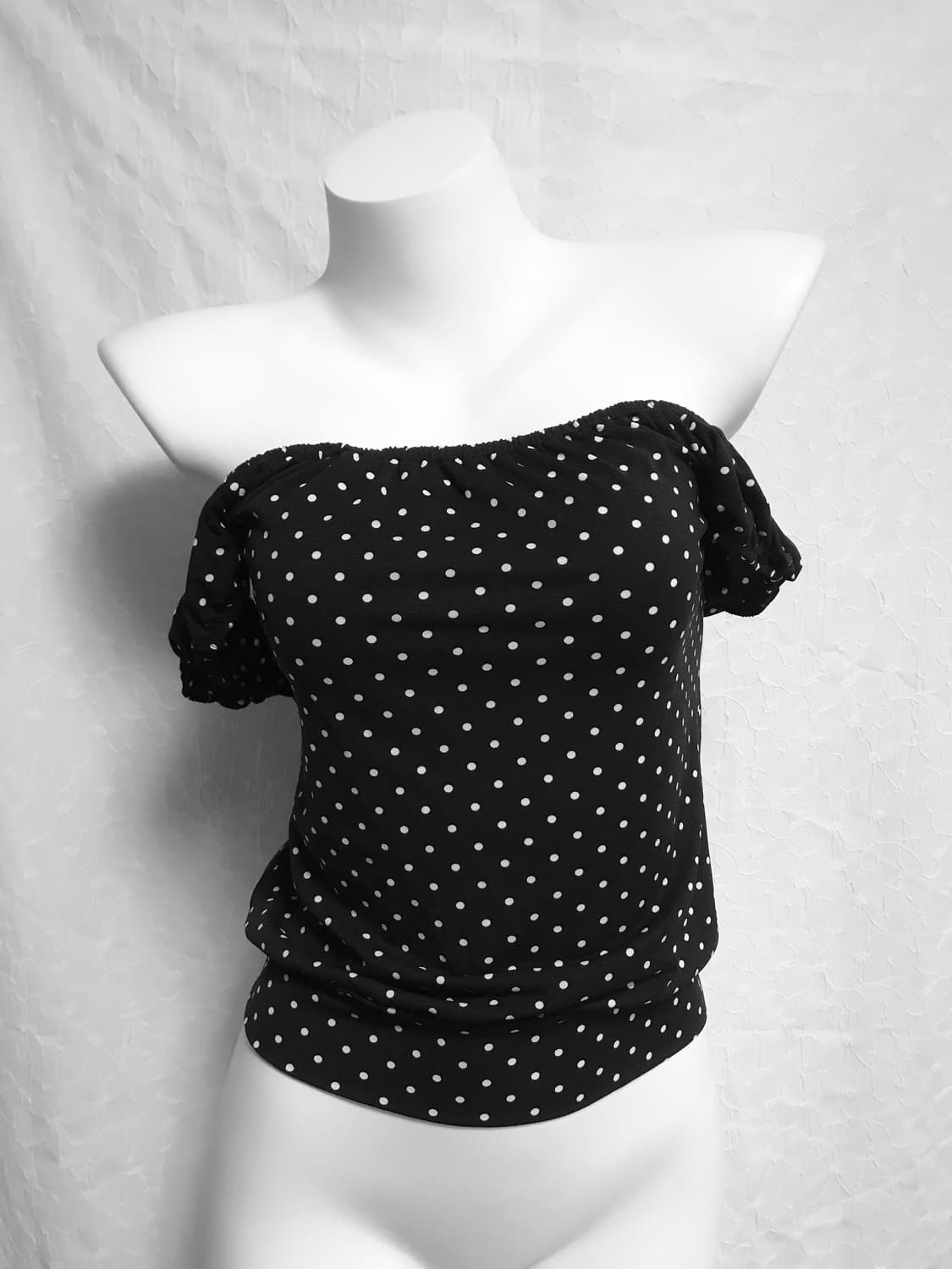 빈티지 cecil mcbee 세실맥비 도트 리본 퍼프 소매 탑 상품이미지5