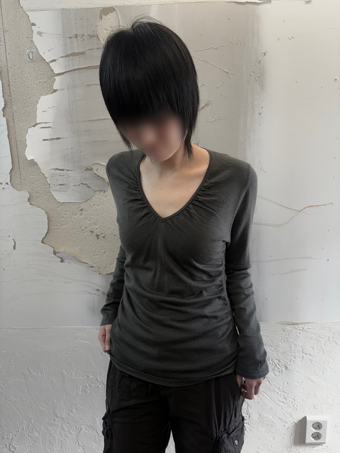 Khaki Shirring Long Sleeve 상품이미지4
