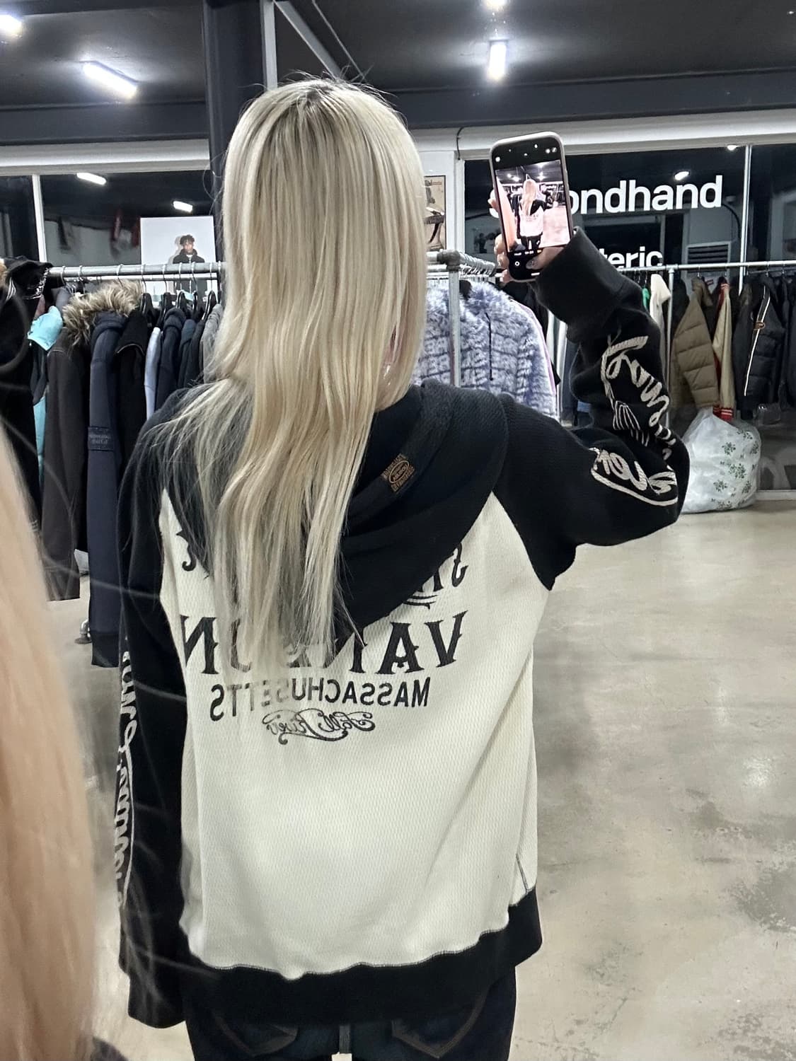 벤슨 코튼스 배색 와플 후드 집업 상품이미지2