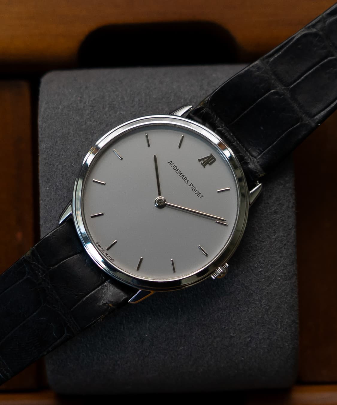 오데마피게 클래식 울트라씬 18K 화이트골드 금통 쿼츠 빈티지 시계 상품이미지1