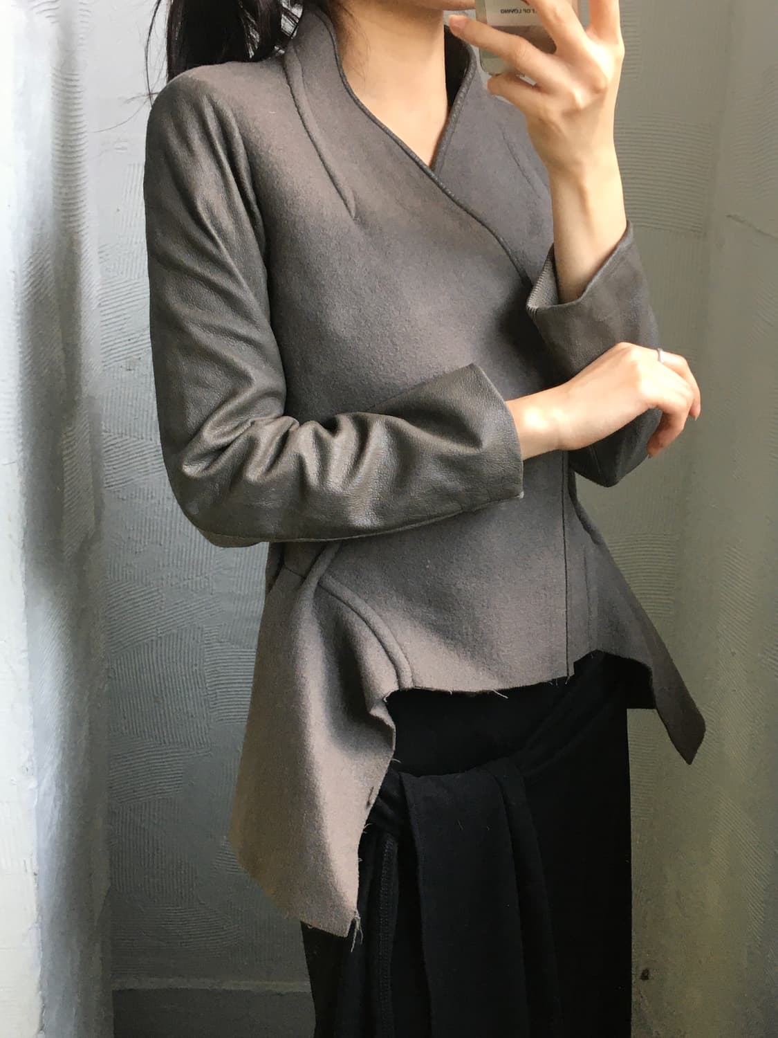 Rick Owens 릭오웬스 브라운 울 트리밍 언발 자켓  상품이미지1