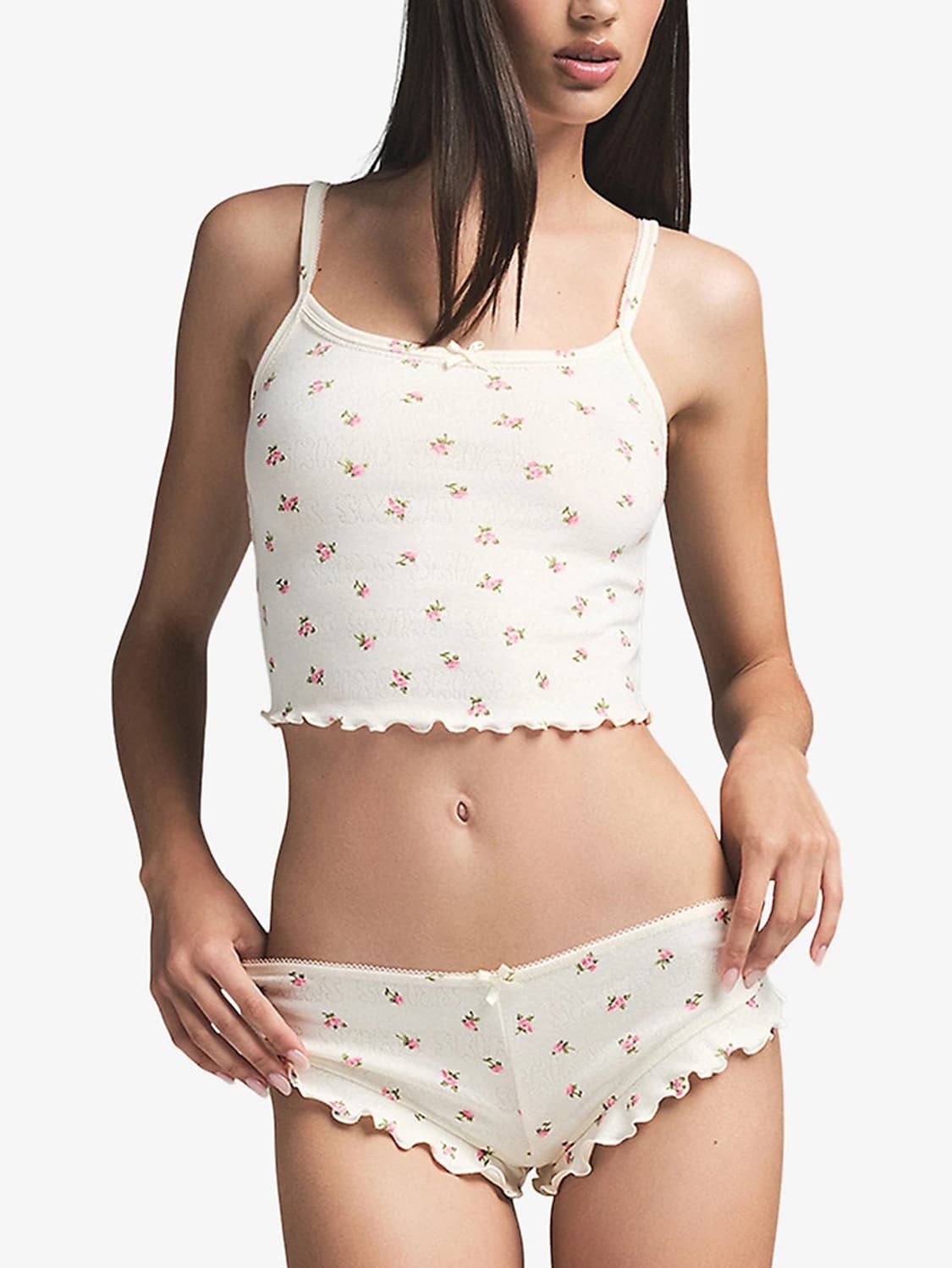 skims LOGO POINTELLE CROPPED CAMI SET 상품이미지1