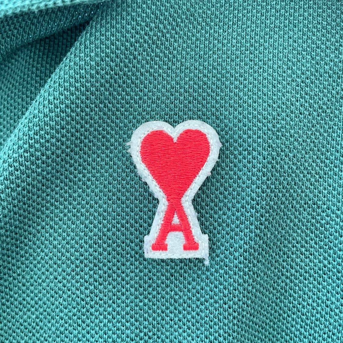 아미 공용M 스몰 로고 그린 피케 PK 반팔 티셔츠 상품이미지4