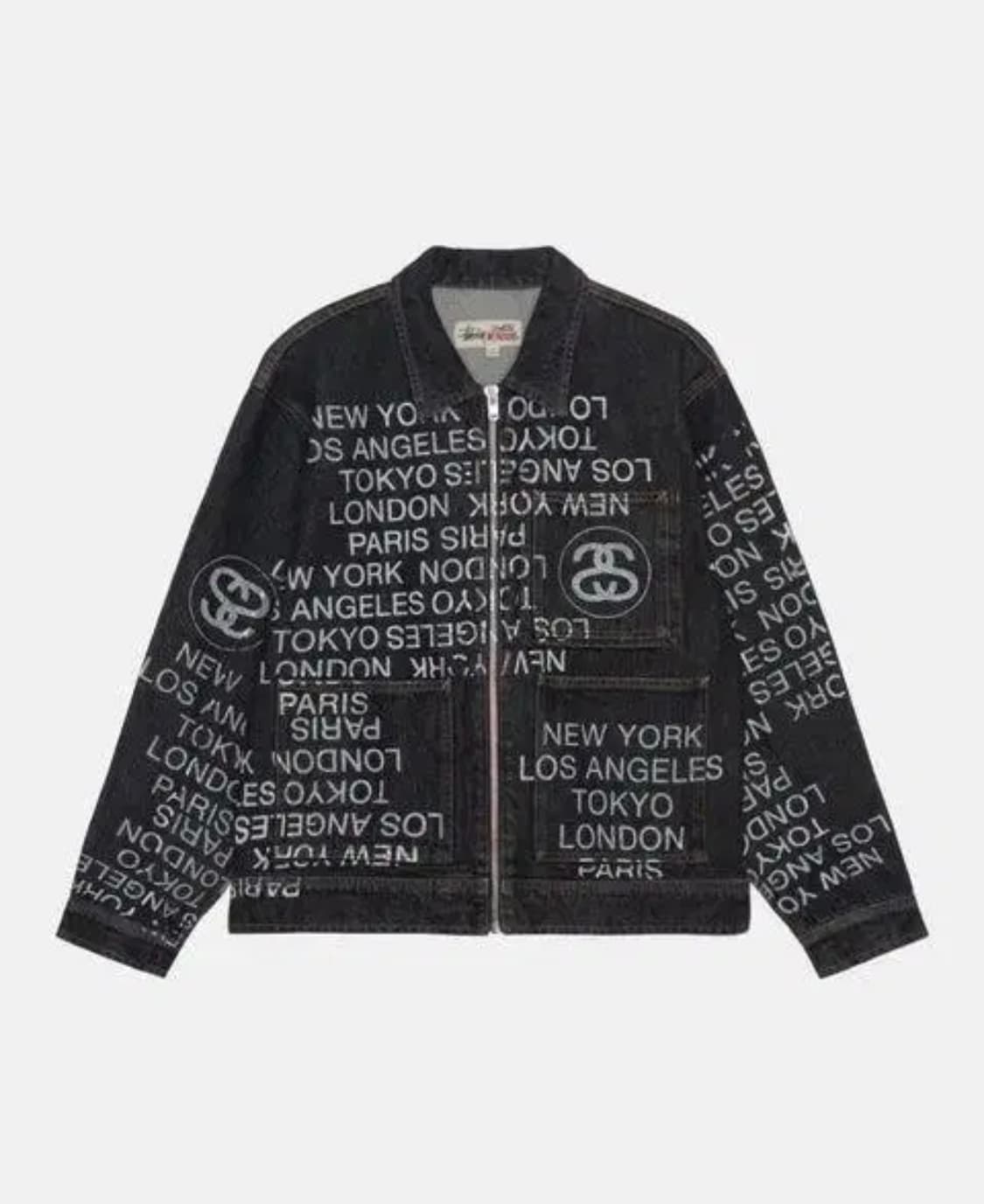 스투시 집 워크 자켓 시티 링크 데님 워시드 블랙 상품이미지1