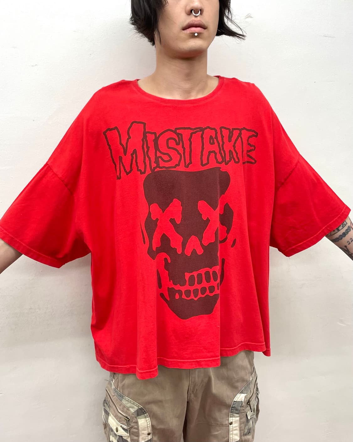 Big Skeleton Missake Loose Red T-shirt 상품이미지2