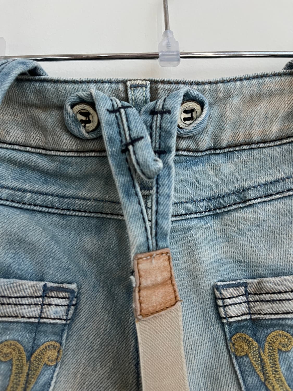 디젤 양가죽 멜빵 벨트 웨스턴 스타일 자수 데님 워싱 진 팬츠 청바지 상품이미지4