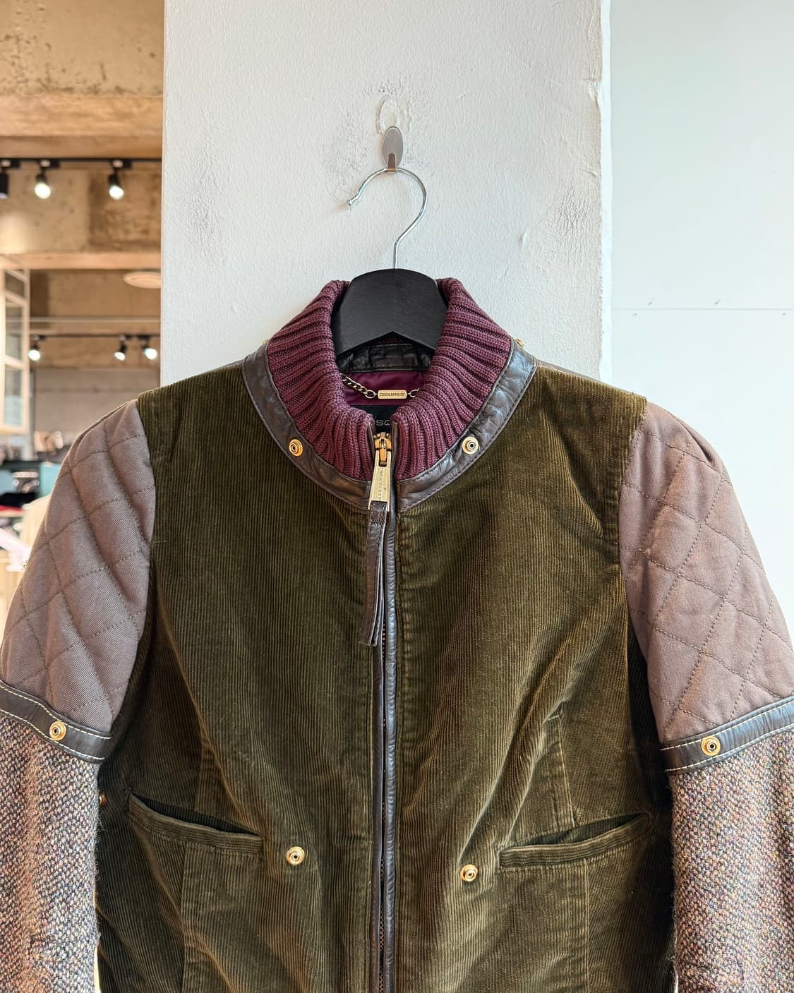 디스퀘어드2 카키 퀼팅 크롭 바이커 자켓  상품이미지3