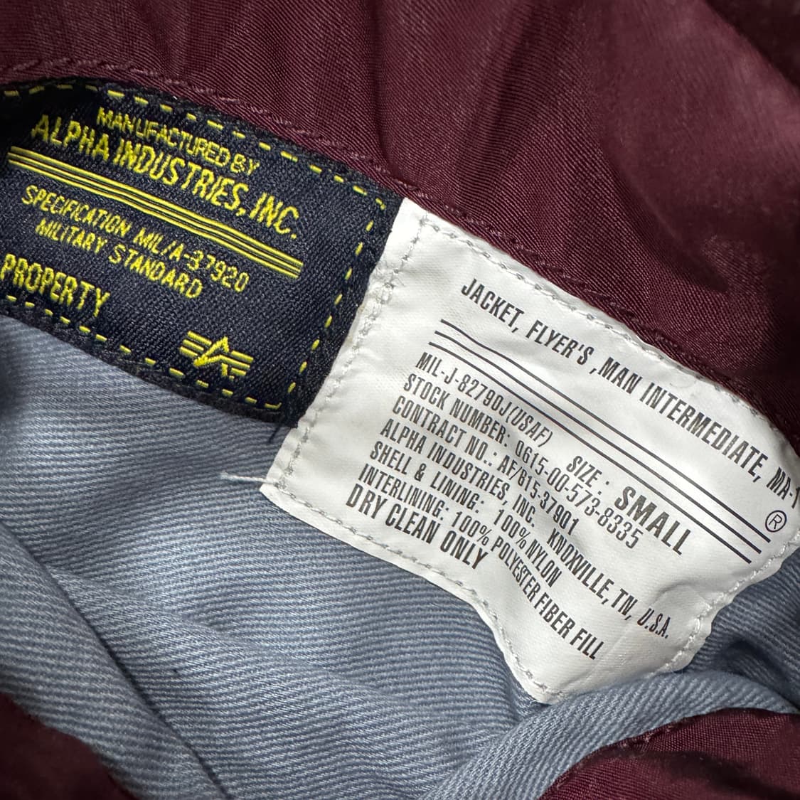 S 알파인더스트리 MA-1 버건디 슬림핏 항공점퍼 자켓 상품이미지5