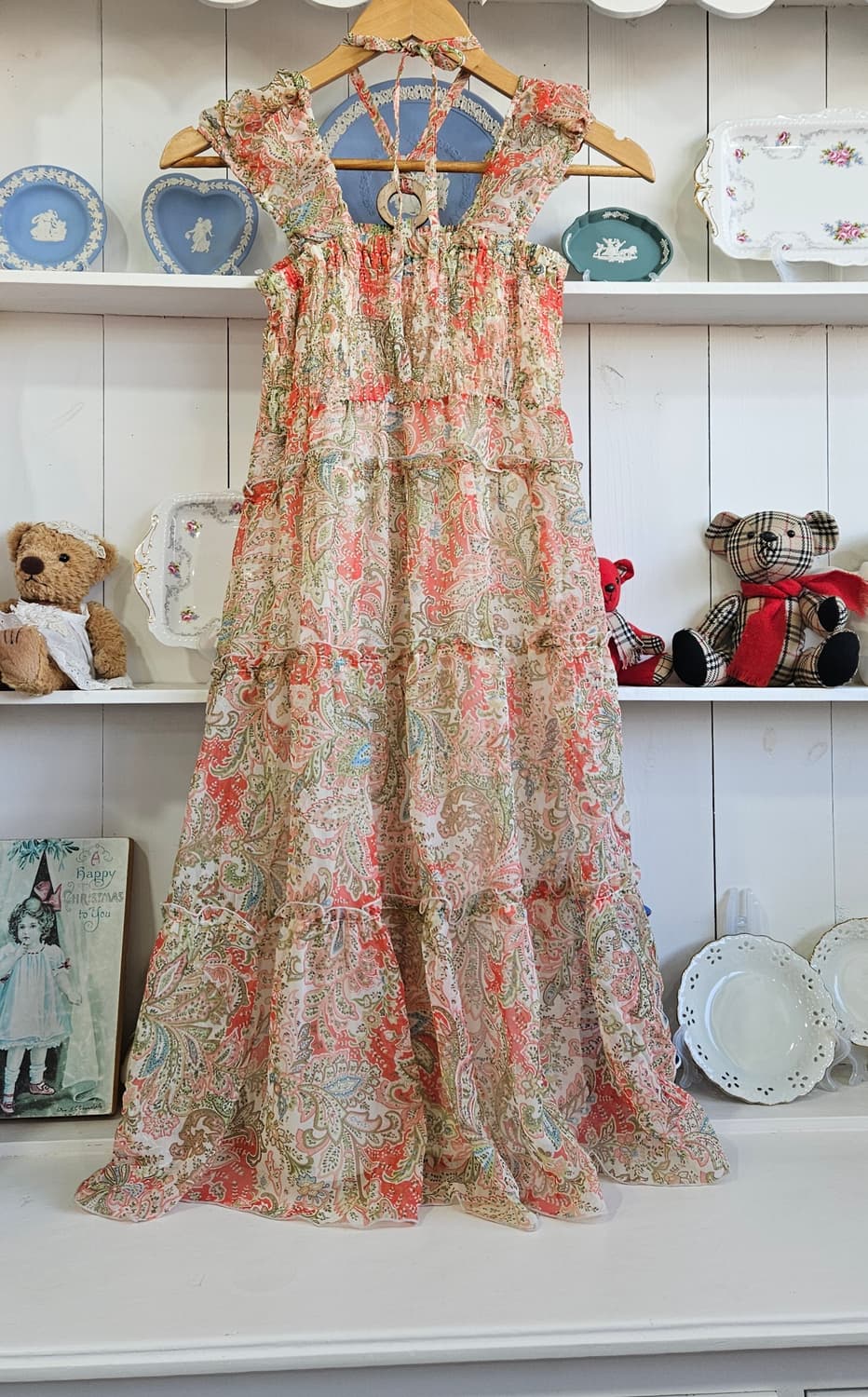 페이즐리 쉬폰 티어드 원피스 상품이미지5