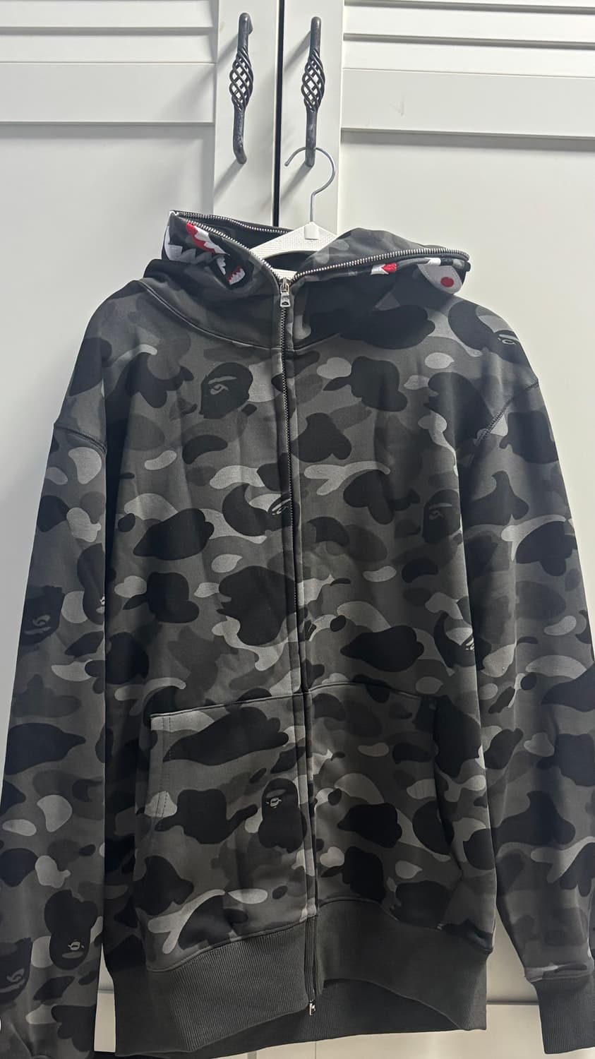 베이프 샤크 후드집업 그레이 L 상품이미지1