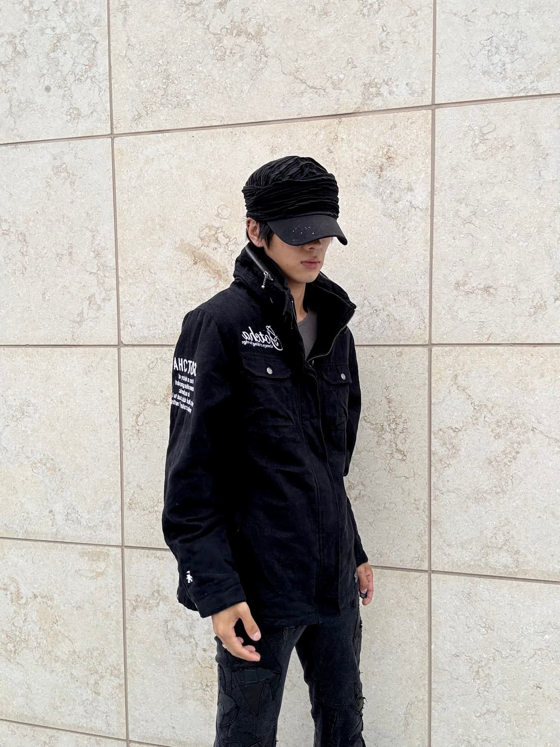 “GOTCHA” Y2K Lettering Black Padded Jack 상품이미지1