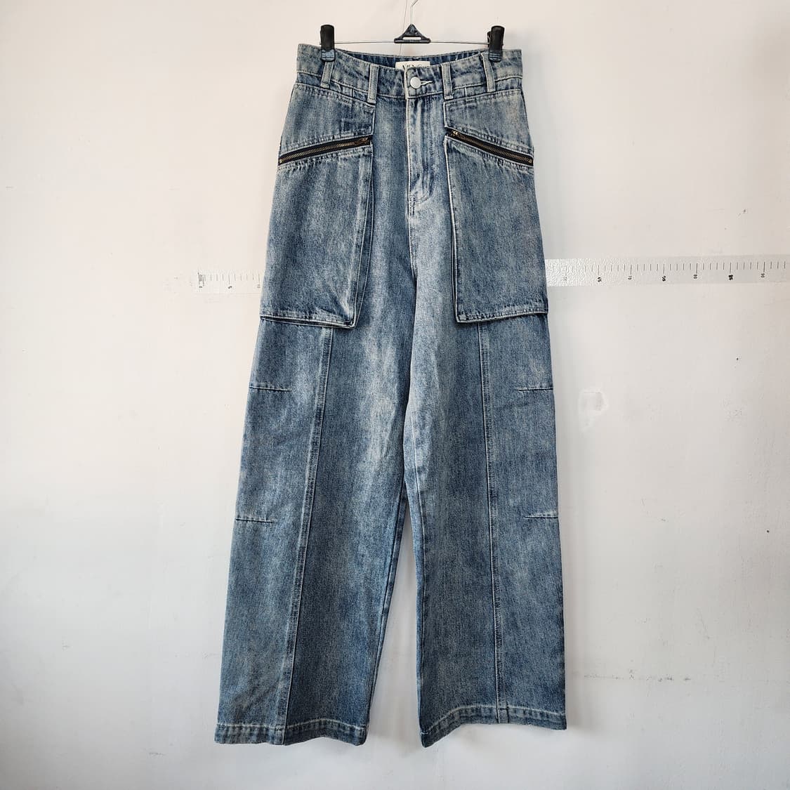 MENG 워싱 데님 카고 와이드 팬츠 상품이미지1