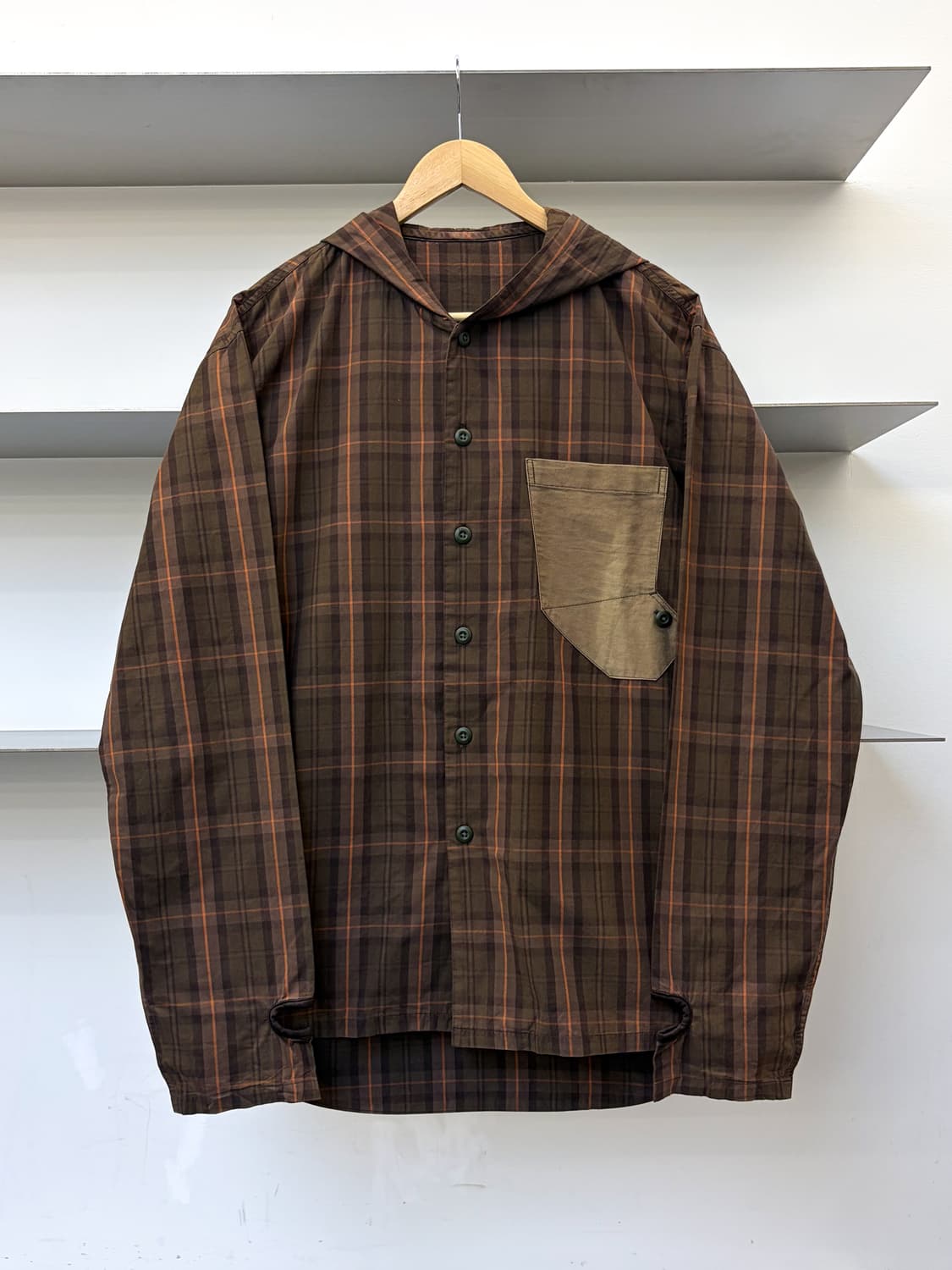 PPFM 이너 커프스 후드 체크 셔츠 상품이미지1