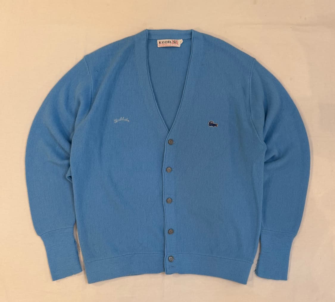60s IZOD 라코스테 아카이브 스카이블루 아크릴 가디건 상품이미지1