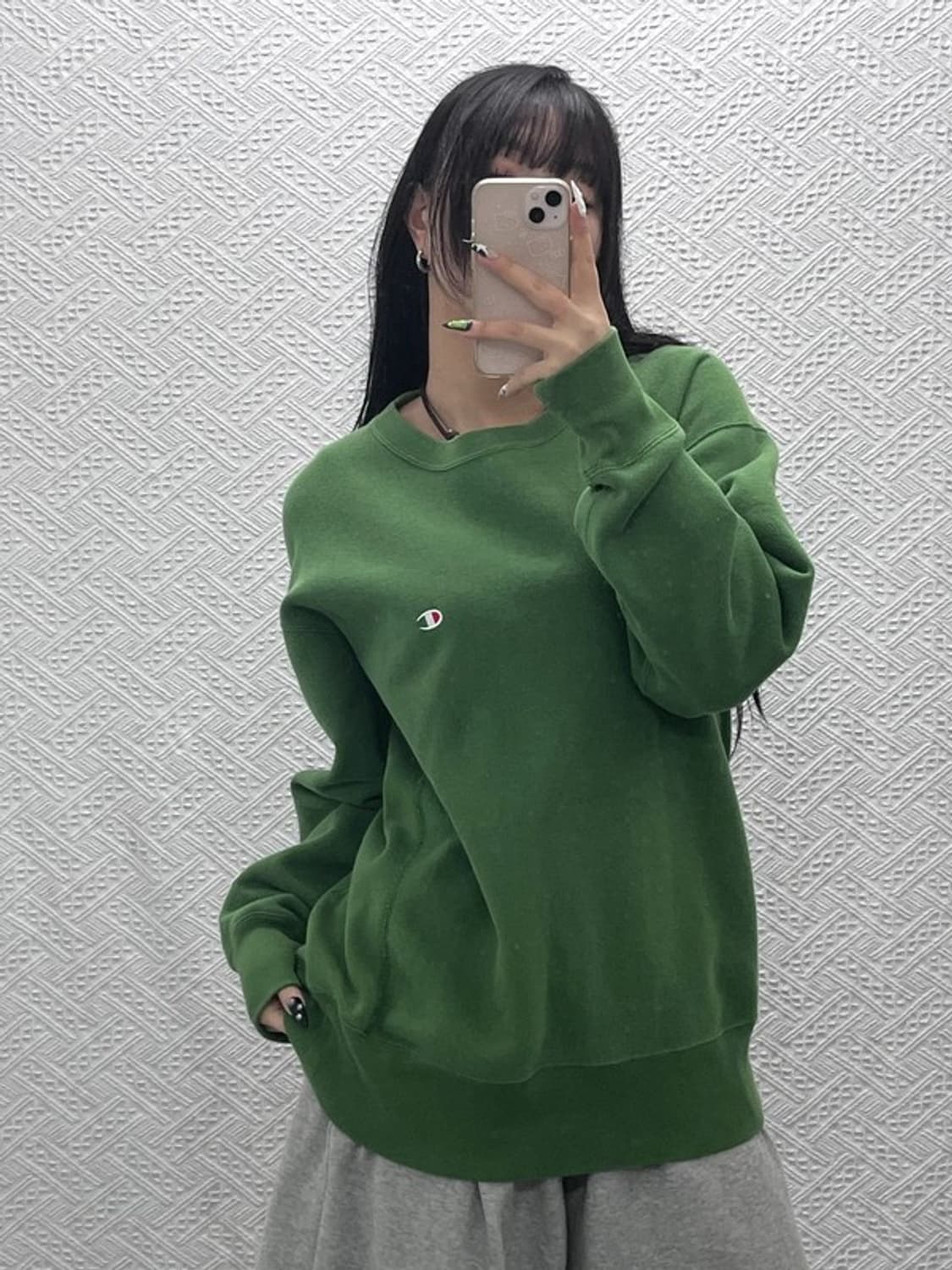 챔피온 리버스위브 캐주얼 말차맛 기모 맨투맨 L C08721 상품이미지1