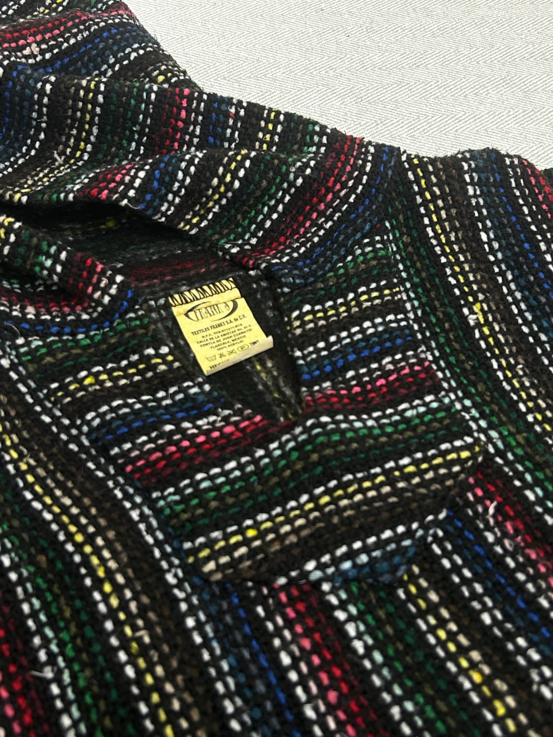 Franks Textiles 멕시코 빈티지 바하 니트 후드티 XXL 판쵸 상품이미지3