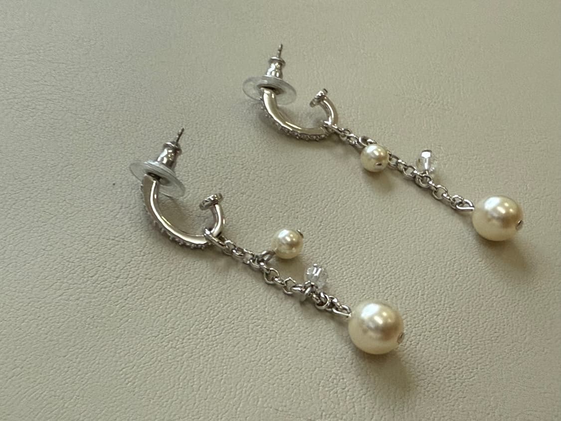 스와로브스키 펄 드롭 진주 귀걸이 이어링 은 실버 금 골드 다이아 티파니 상품이미지7