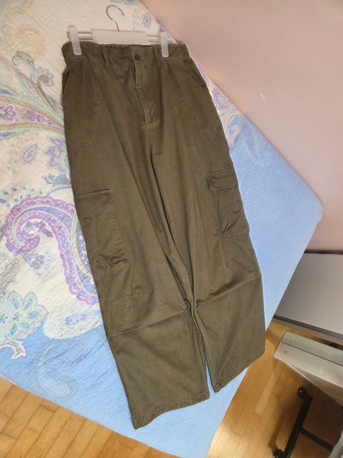 [2] 노운 워싱 카고 와이드 팬츠 카키 상품이미지2