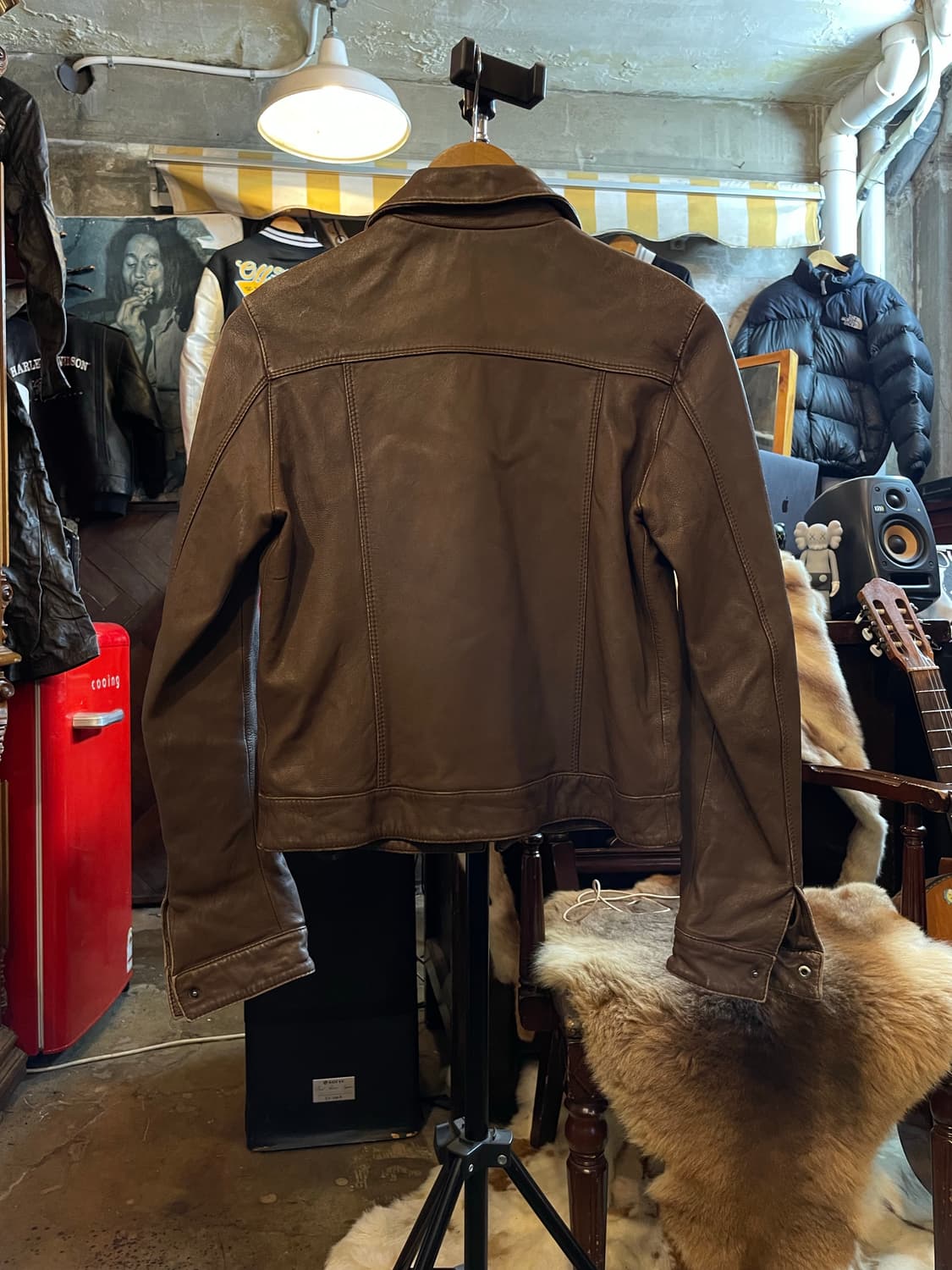 DANI MAX 카라넥 포켓 양가죽 자켓 브라운 상품이미지6