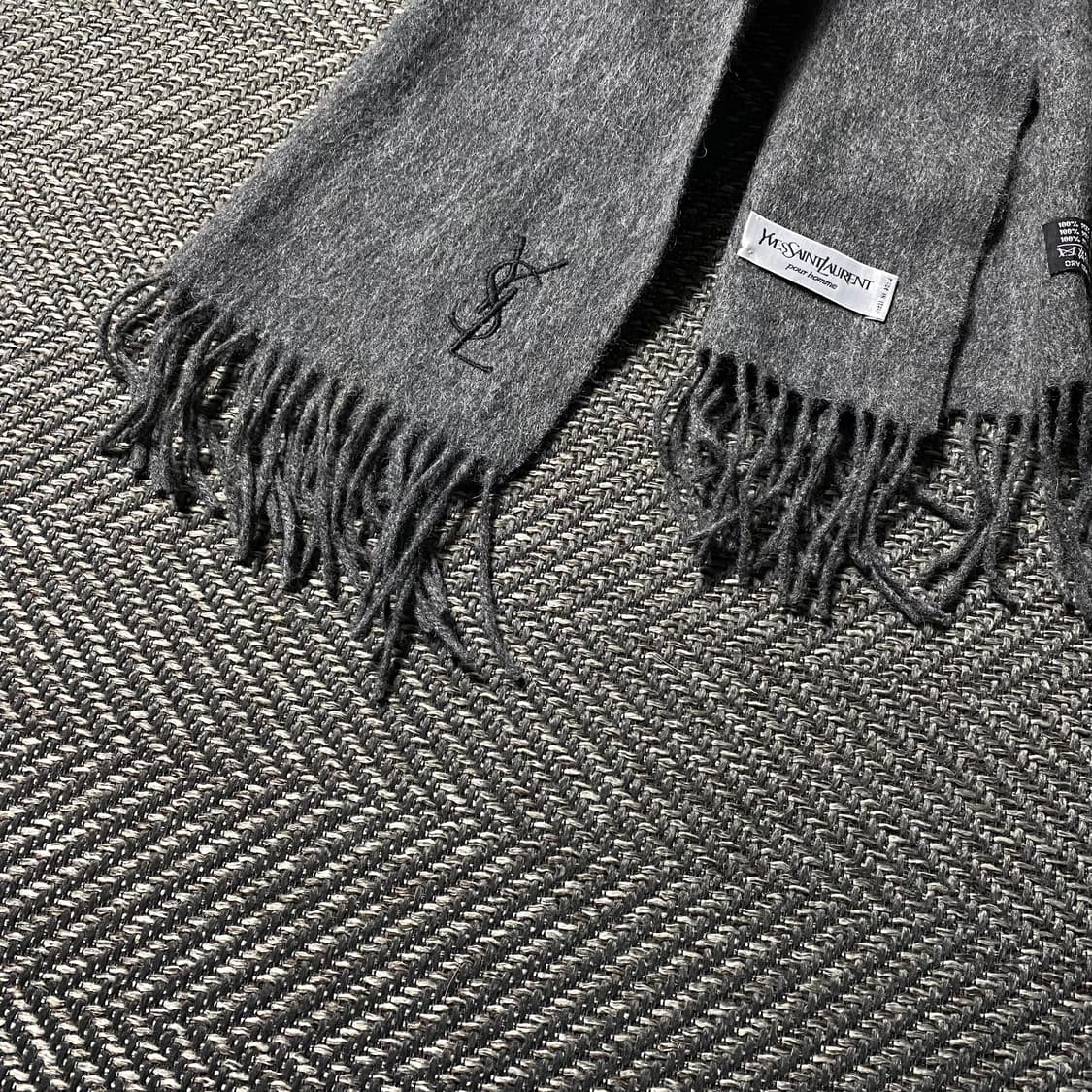 90s 입생로랑 YSL 로고 퓨어울 100% 머플러 상품이미지1