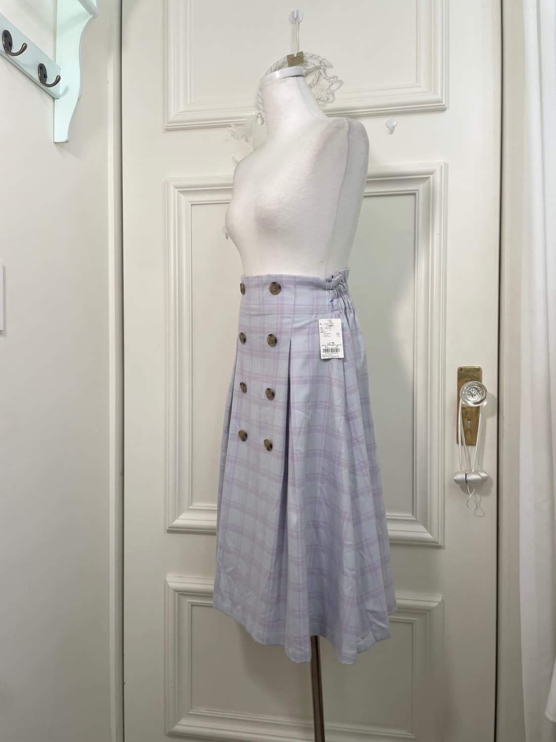 EARTH lavender check button point pleats 상품이미지2