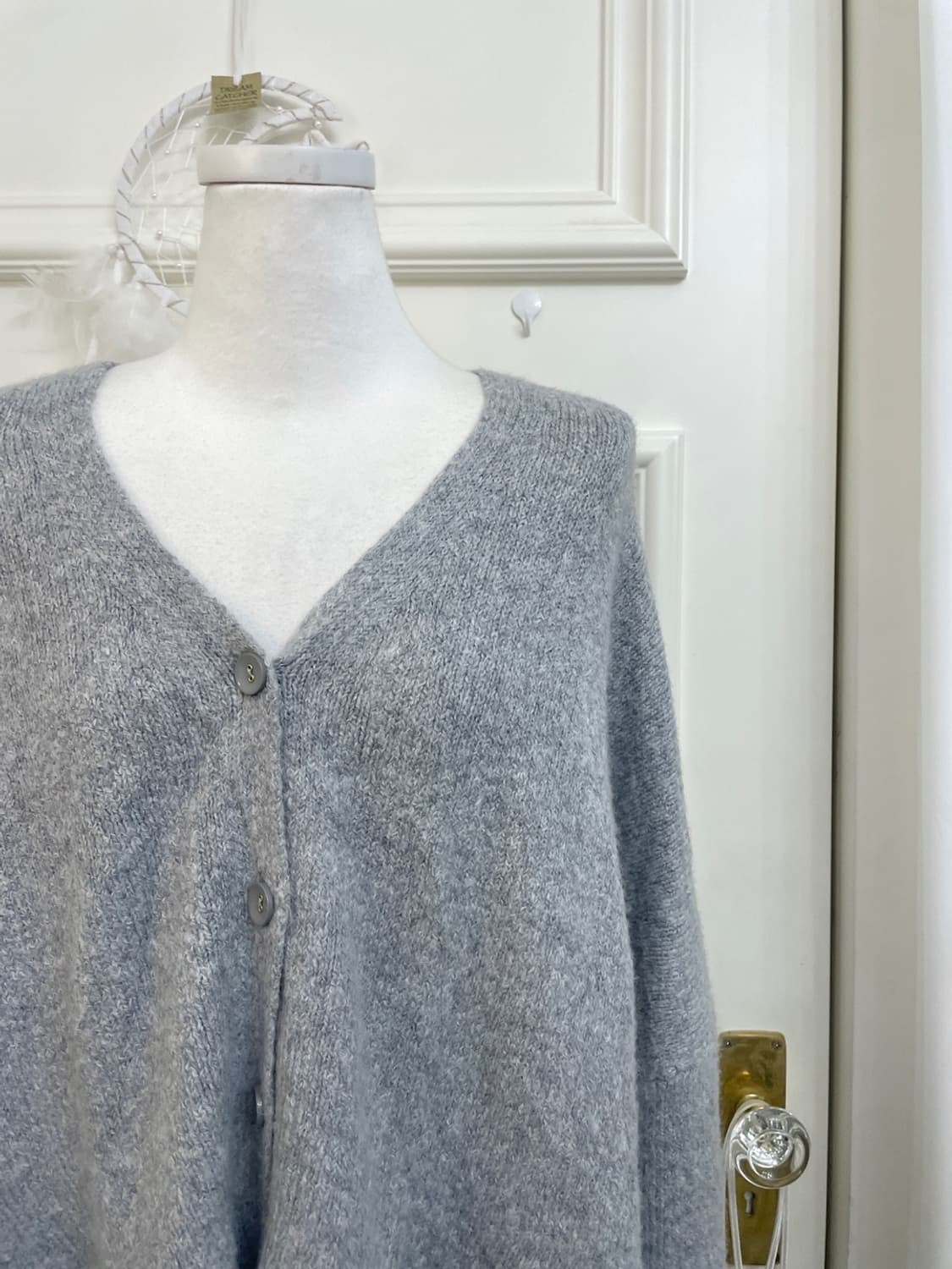 gray pocket point v-neck warm loose card 상품이미지6