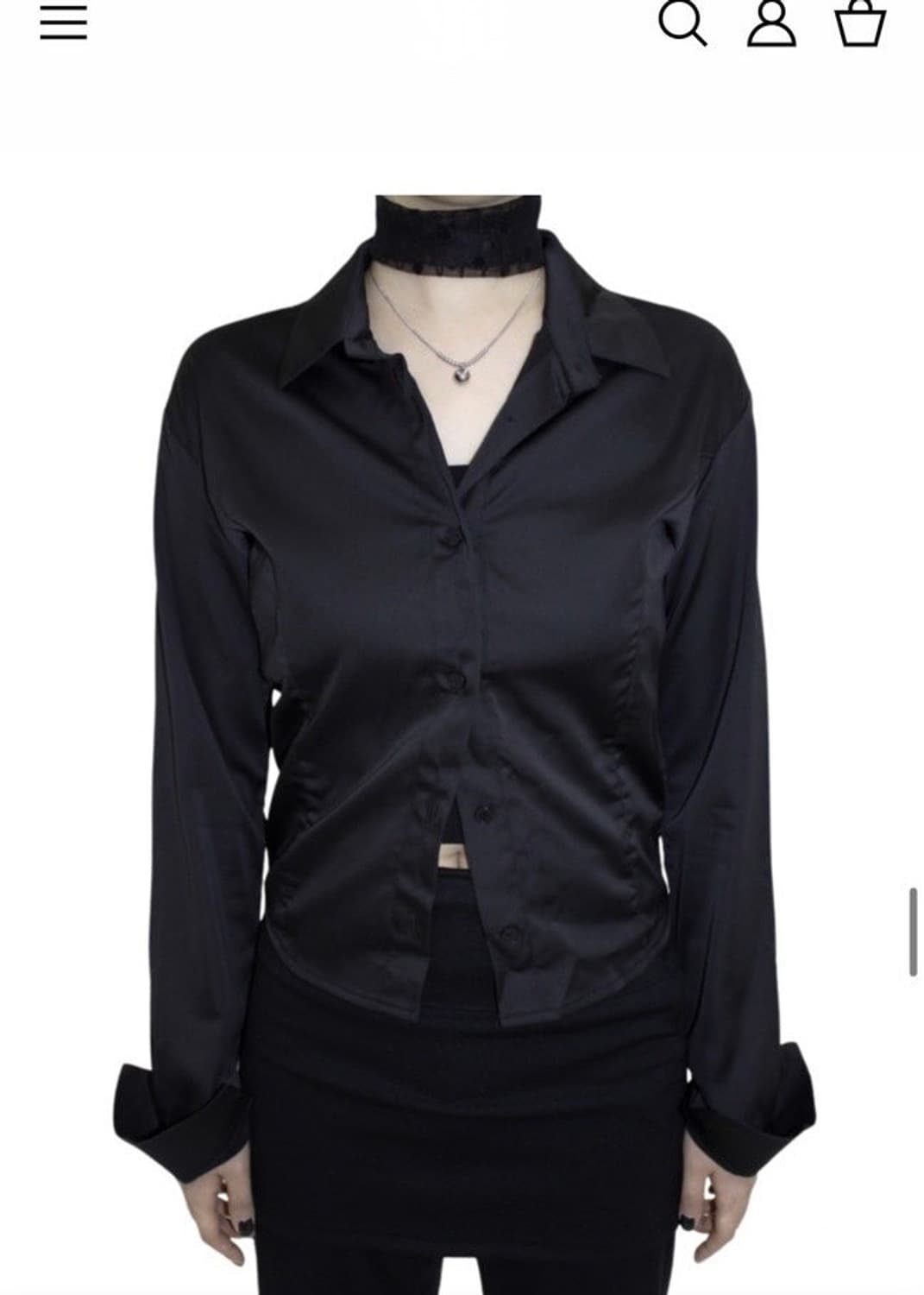 sheismiae 미애 새틴 셔츠 블랙 긱시크 y2k 상품이미지1