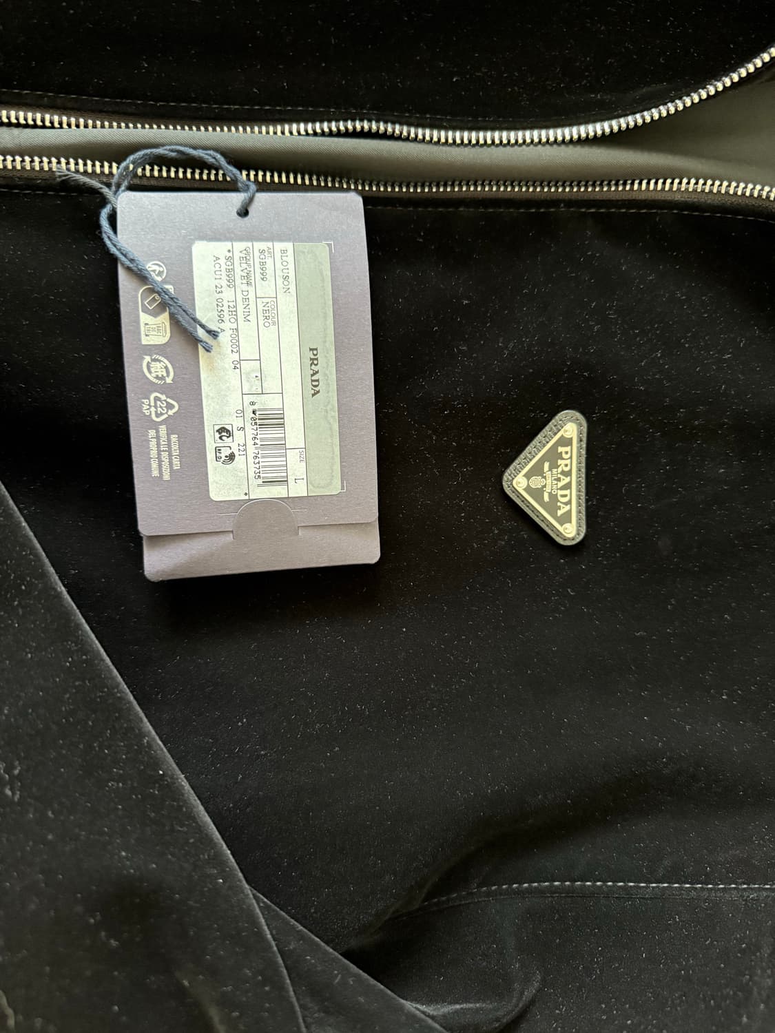 [L]프라다벨벳블루종블랙 상품이미지8