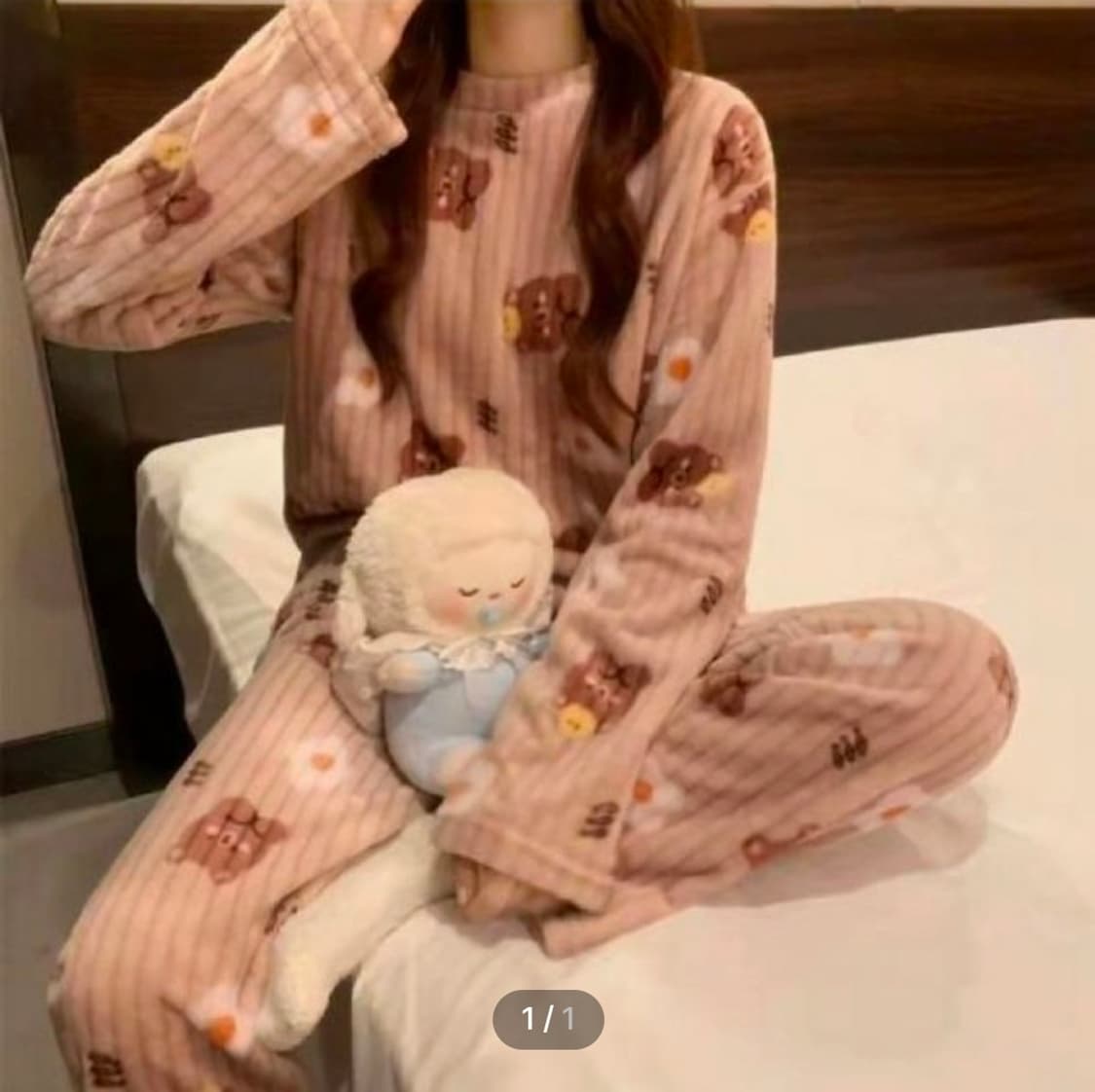 새옷 너무 따순 극세사 여자 곰돌이 바지 겨울 잠옷 바지 파자마 세트 상품이미지2