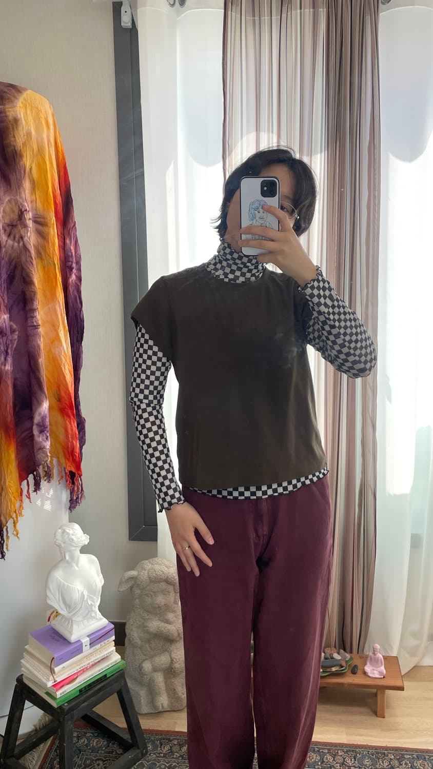 체크 이너 폴라티 일본 빈티지 상품이미지2