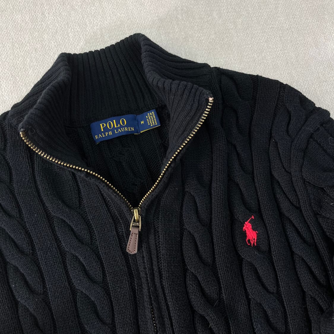 95 폴로 랄프로렌 코튼 블랙 꽈배기 반집업니트  상품이미지2