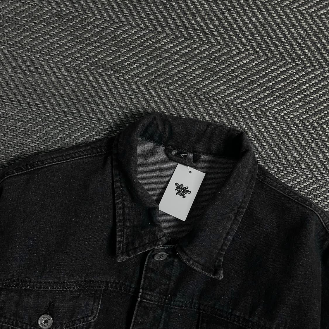 빈티지 흑청 박시핏 데님 트러커 자켓 o 4298 상품이미지4