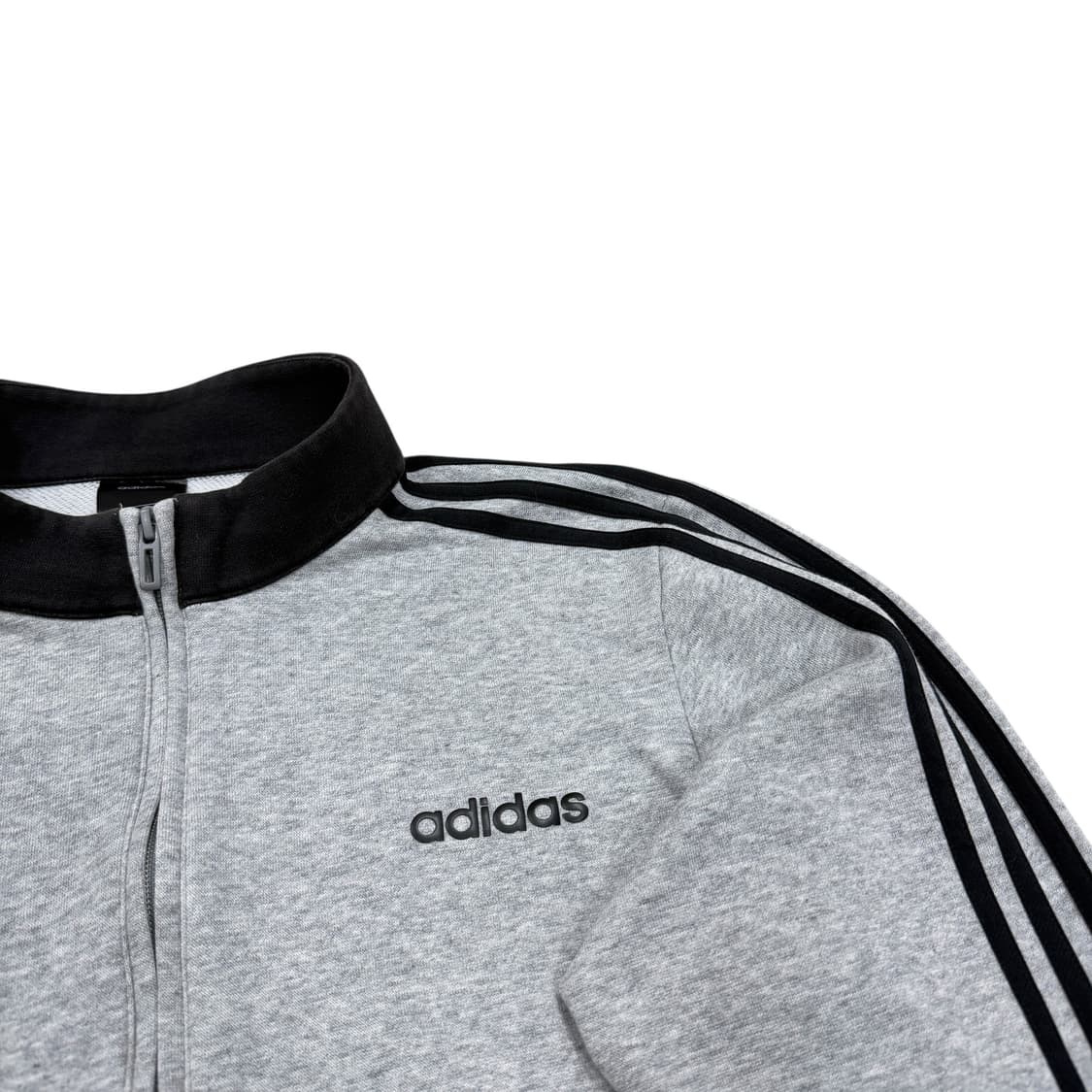 아디다스 빈티지 리니어로고 그레이 회검 코튼 면져지 집업 자켓 XL 상품이미지2