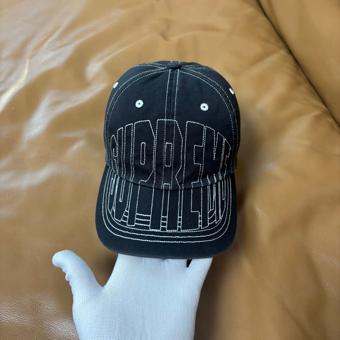 슈프림 6패널 볼캡 모자 23ss 바이저 스티치 블랙 상품이미지3