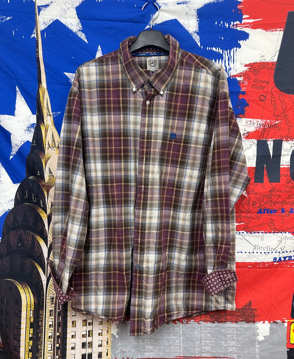 s급 빈티지 chich올드스쿨 오버핏 와인체크셔츠 110 상품이미지1