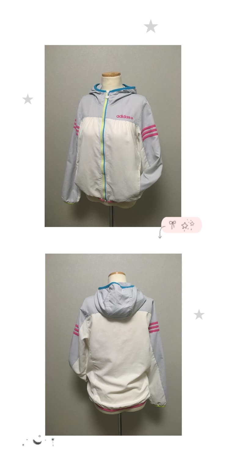빈티지 y2k 핀터깔 솜사탕 그레이블루 핑크 아디다스 후드 바람막이 상품이미지5