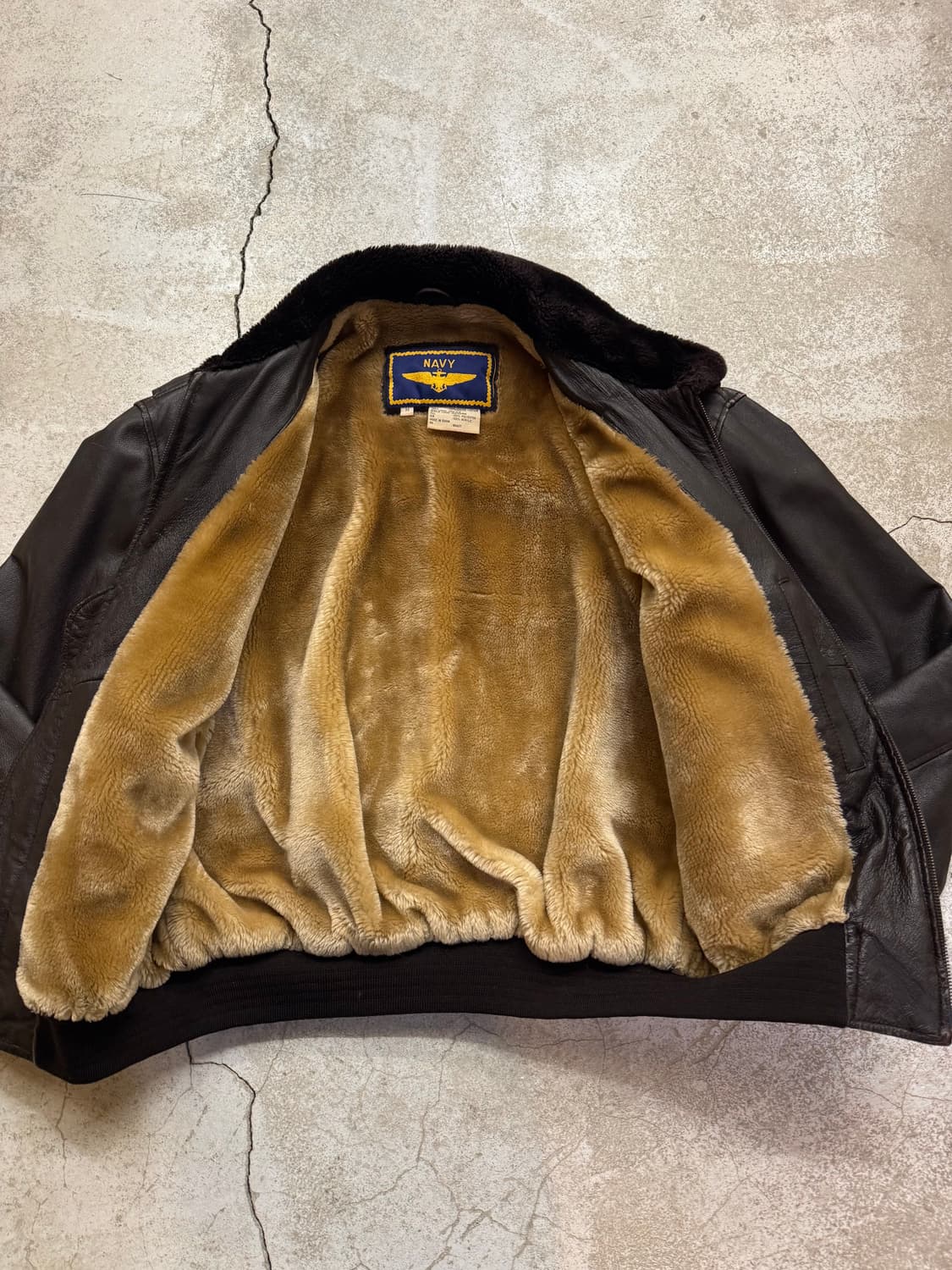 90s Airborne 라이닝 레더 플라이트 자켓 상품이미지7