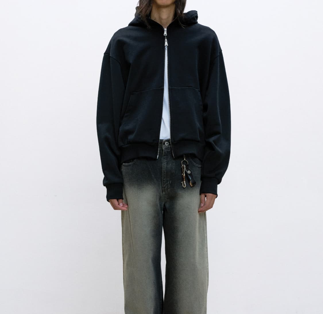 coor 쿠어 미니멀 코튼 후디드 집 점퍼 상품이미지8