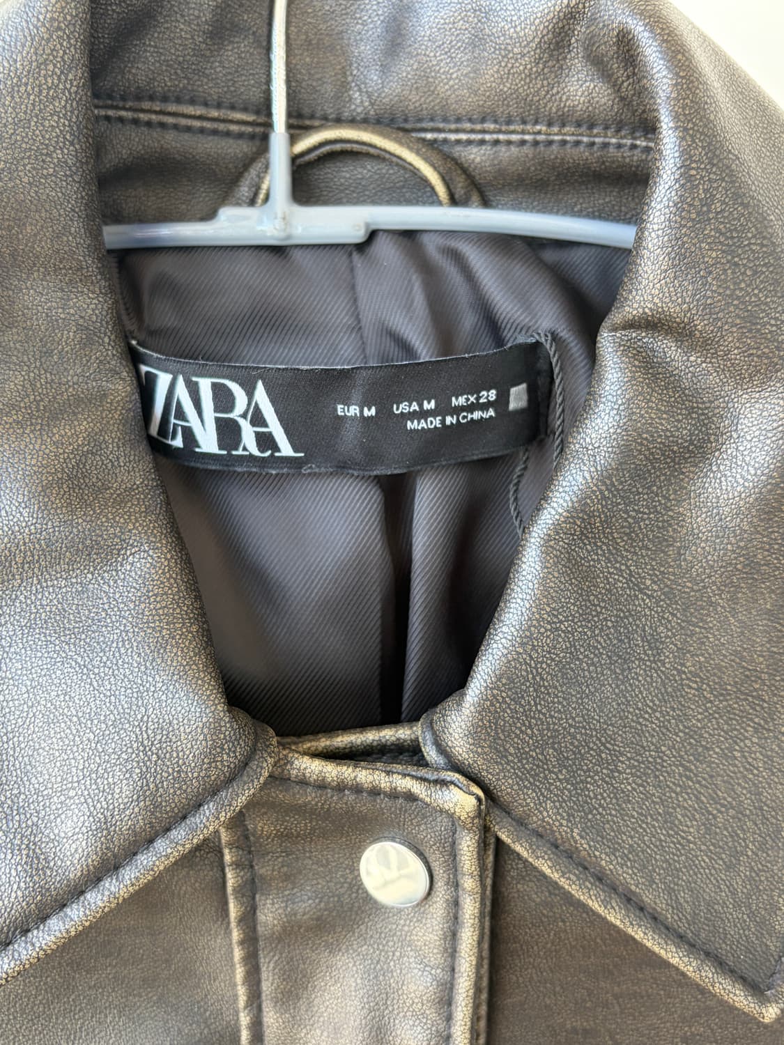 자라 브라운 레더 크롭 자켓 M(미착용) 상품이미지4