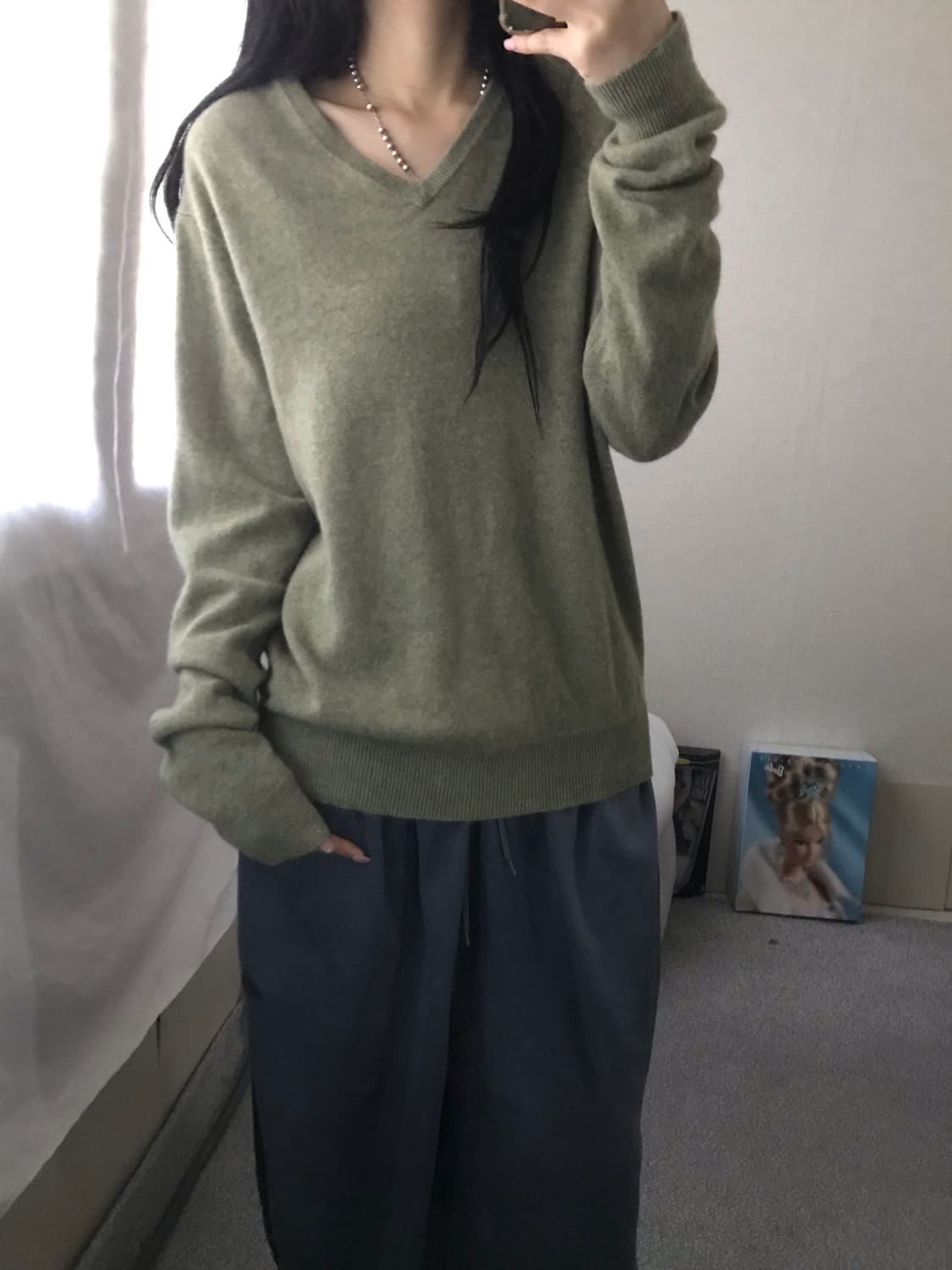 폴로 카키 보카시 니트 상품이미지3