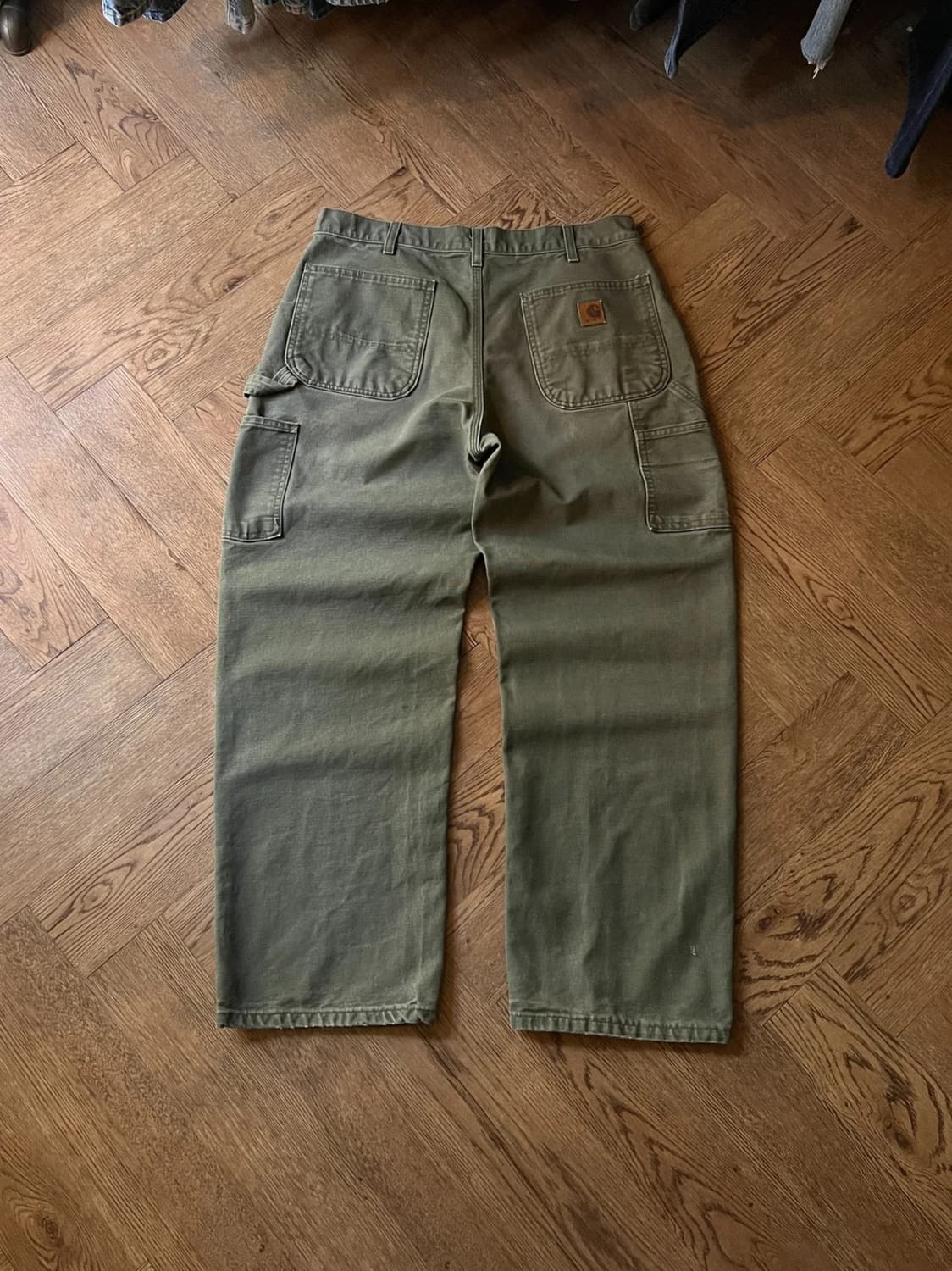 [34]칼하트 USA 더티워싱 모스그린 싱글니 카펜터 워크 팬츠 상품이미지1