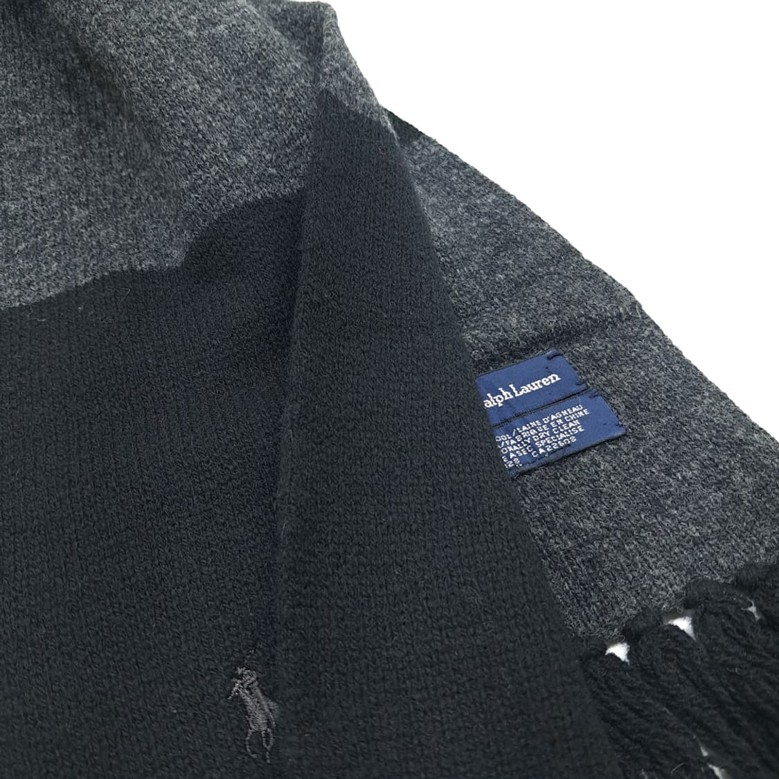 MX304 폴로 랄프로렌 블랙 그레이 투톤 램스울 니트 목도리 머플러 상품이미지5