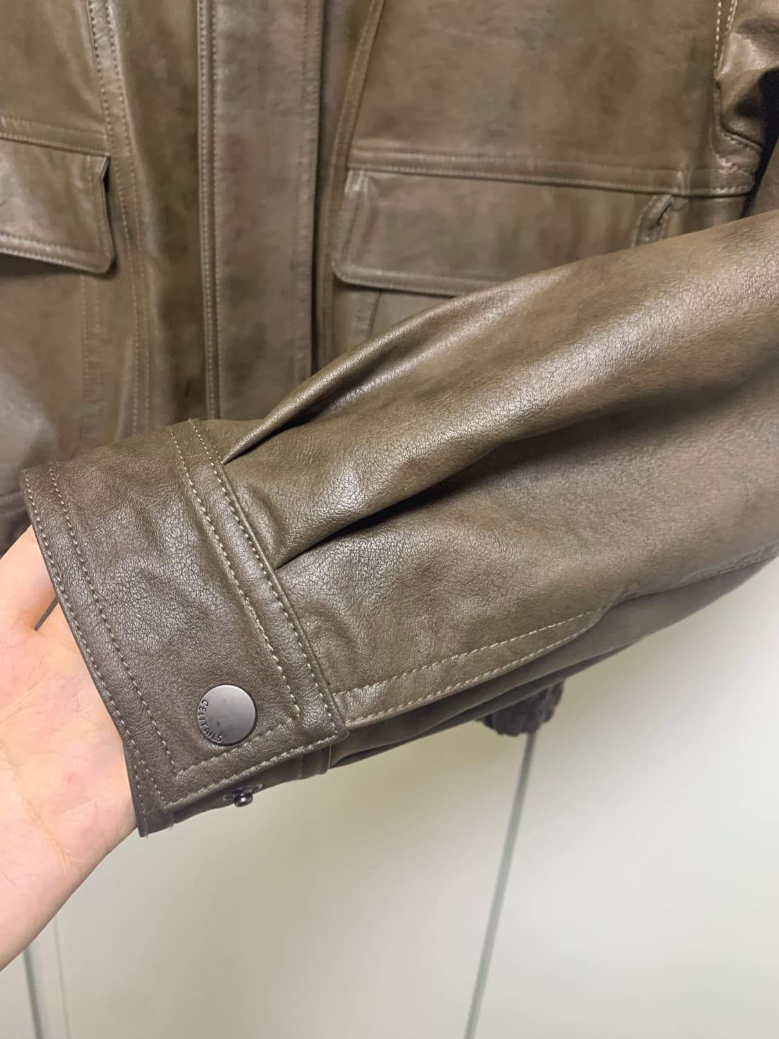 셀리테일즈 faux 레더 자켓 점퍼 브라운 상품이미지5