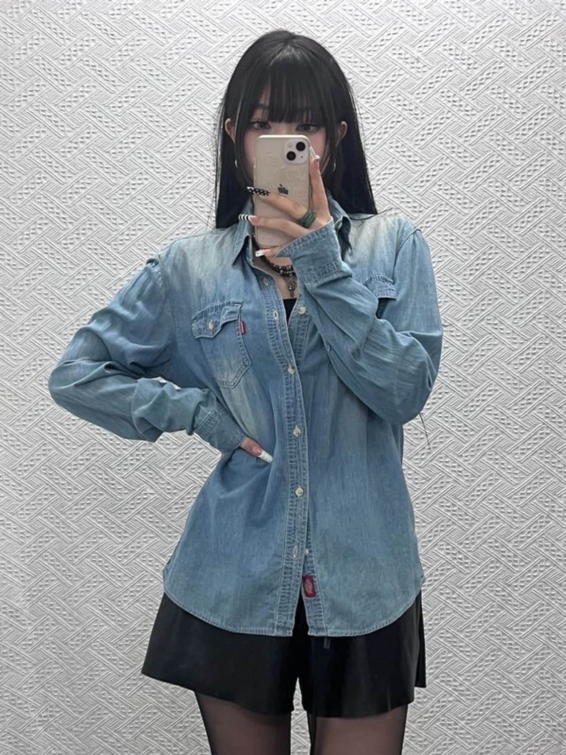 디키즈 컨트리 웨스턴 빈티지 워싱 데님 셔츠 L C10211 상품이미지2