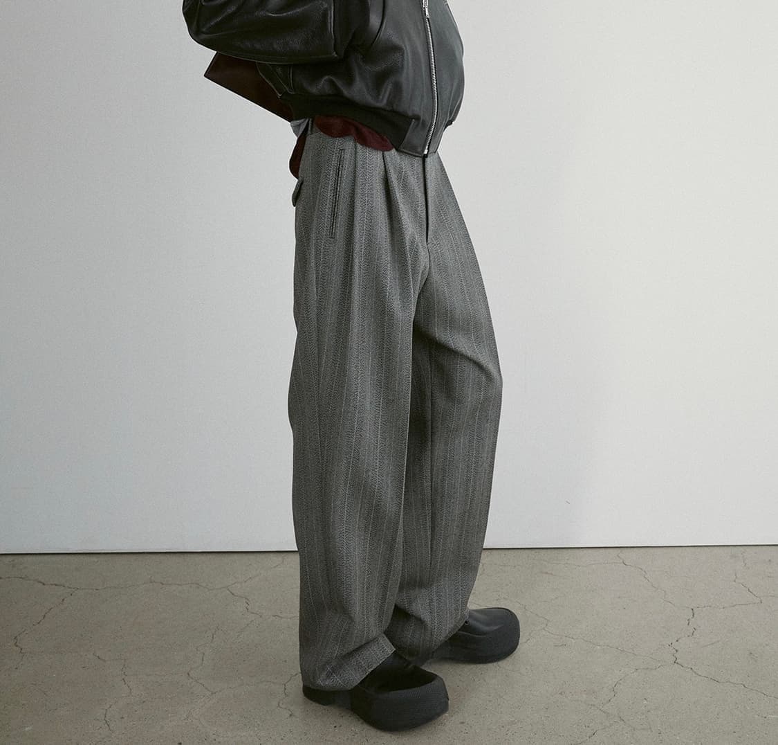 (S) 렉토 24FW 브로큰 헤링본 투 턱 와이드 팬츠 상품이미지3