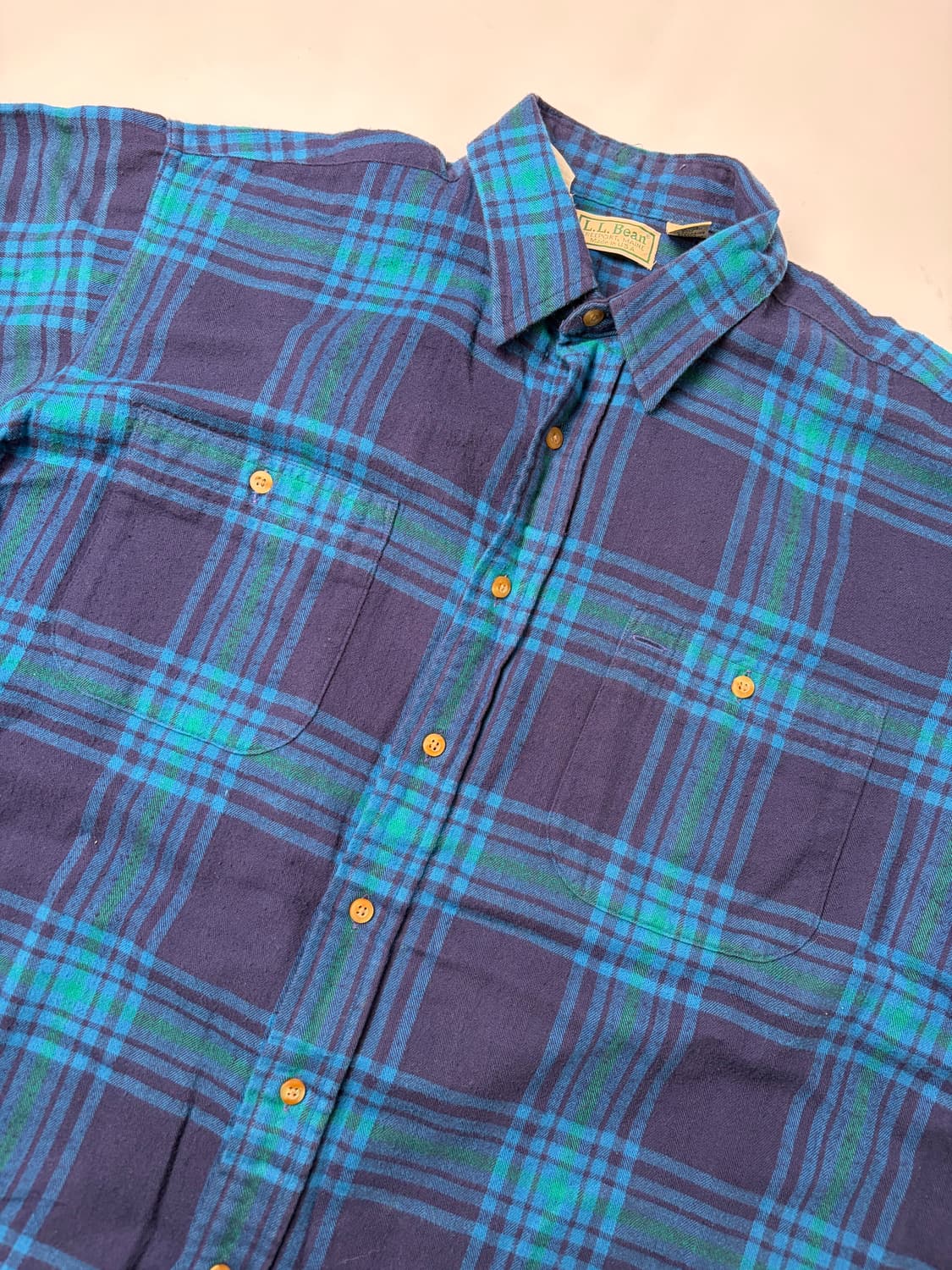 90s L.L.Bean Plaid Button Up Shirt (blue 상품이미지6