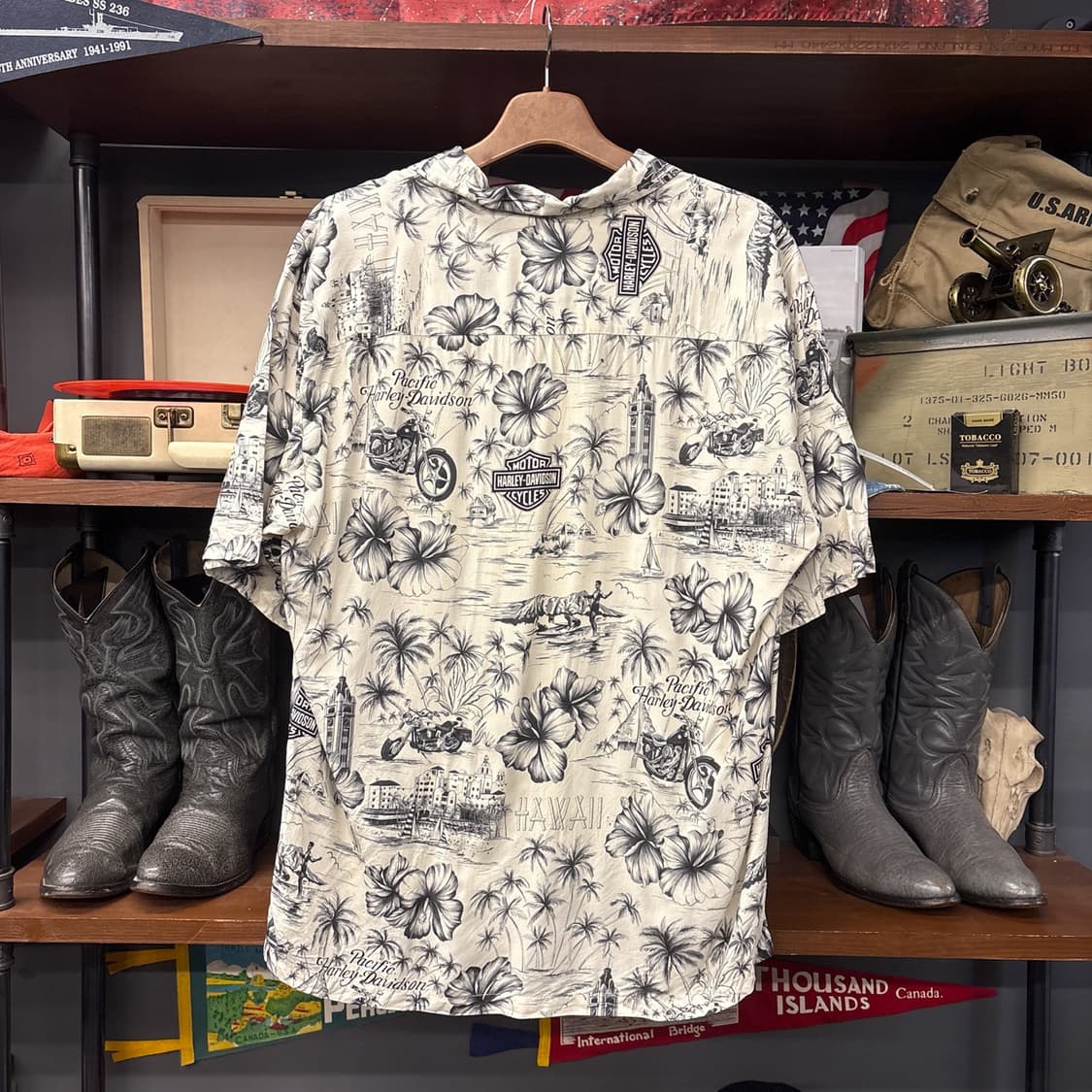 90s 할리데이비슨X토리 리차드 시그니처 패턴 하와이안 셔츠 N1065 상품이미지2