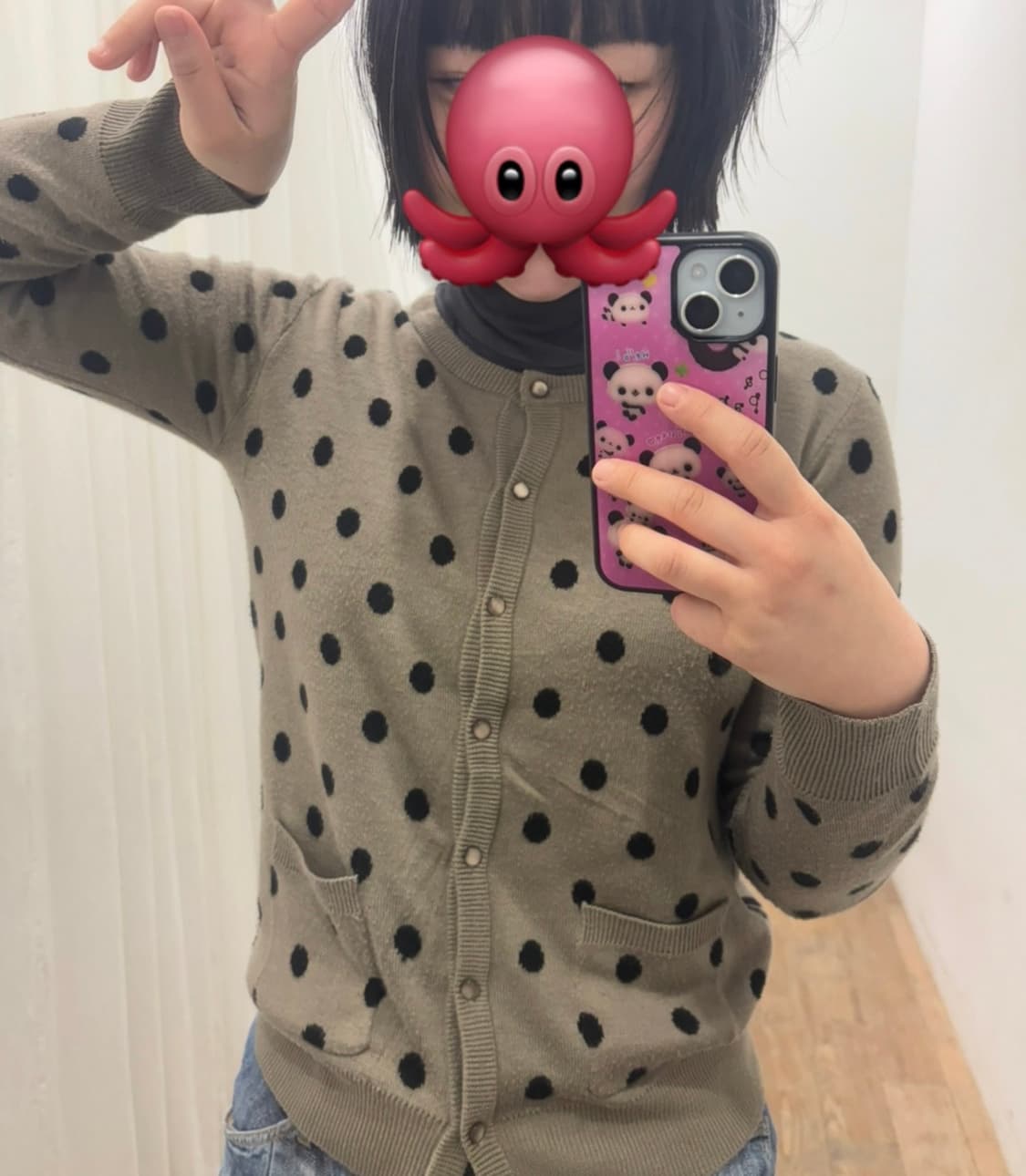 빈티지 땡땡이 도트 가디건 상품이미지1