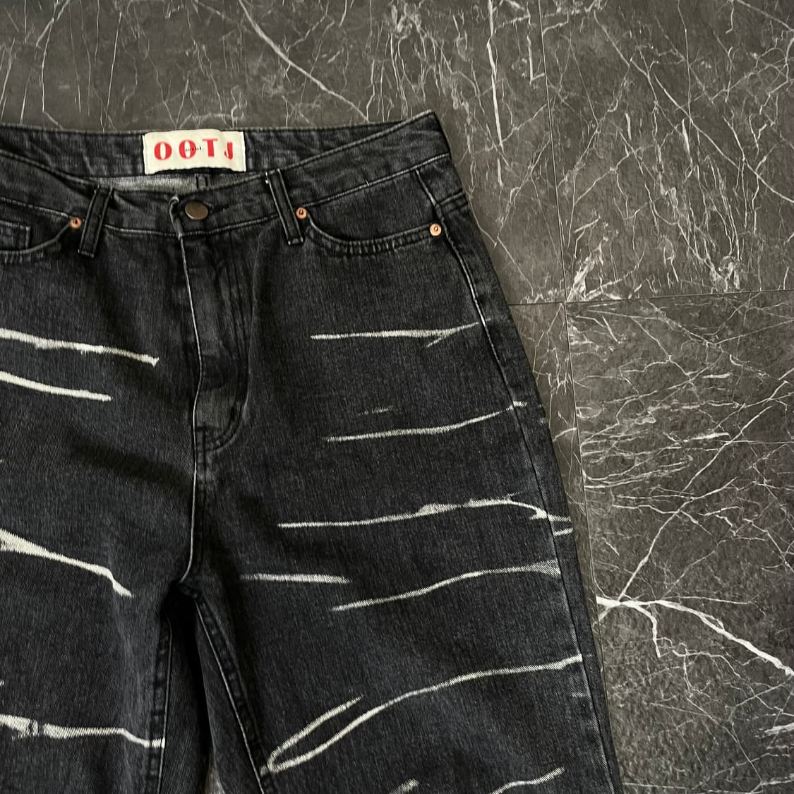 30in 크랙 페인팅 부츠컷 와이드 데님 팬츠 상품이미지7